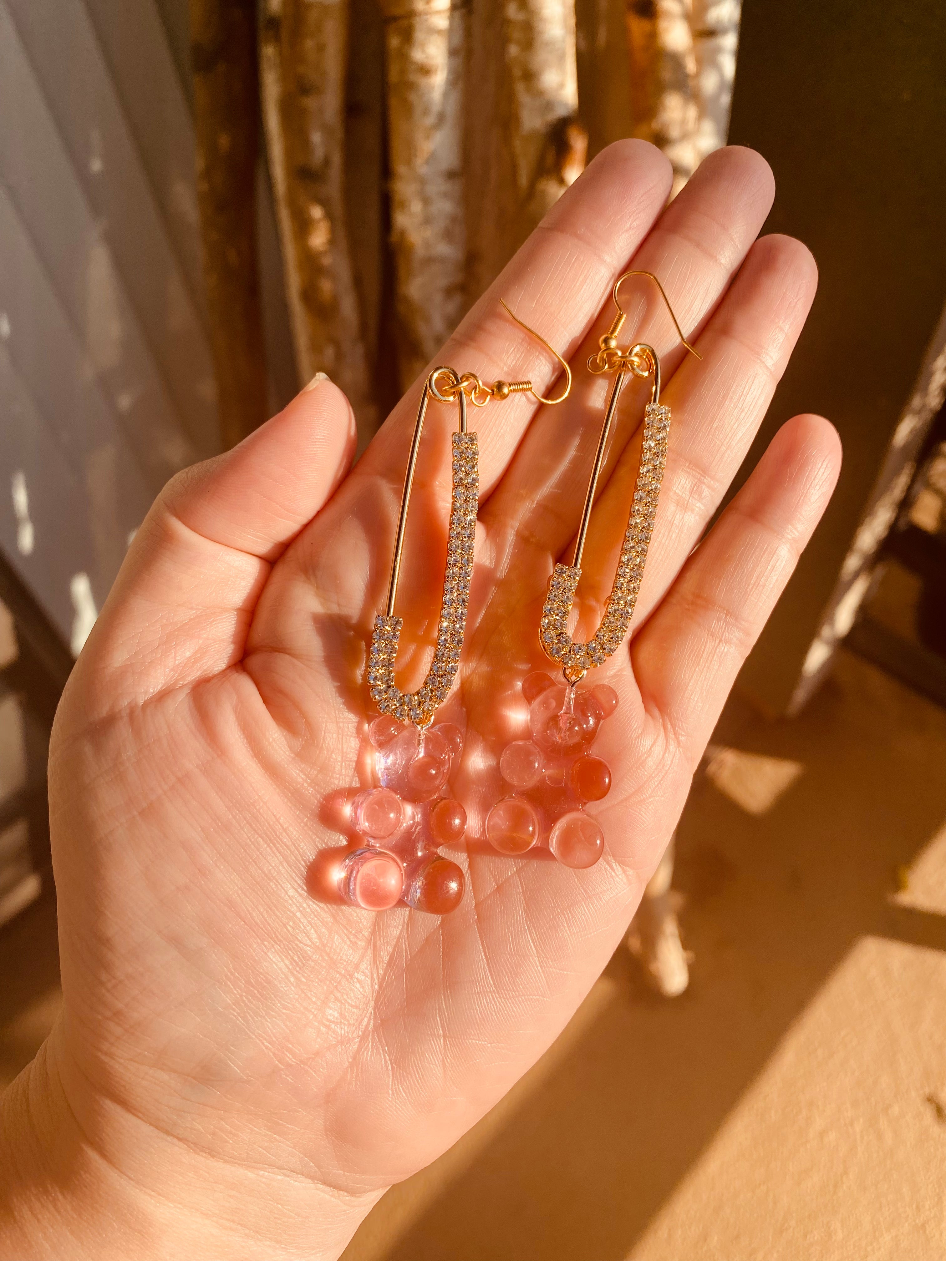 Pink gummy bear earrings by Jenny Dayco 5