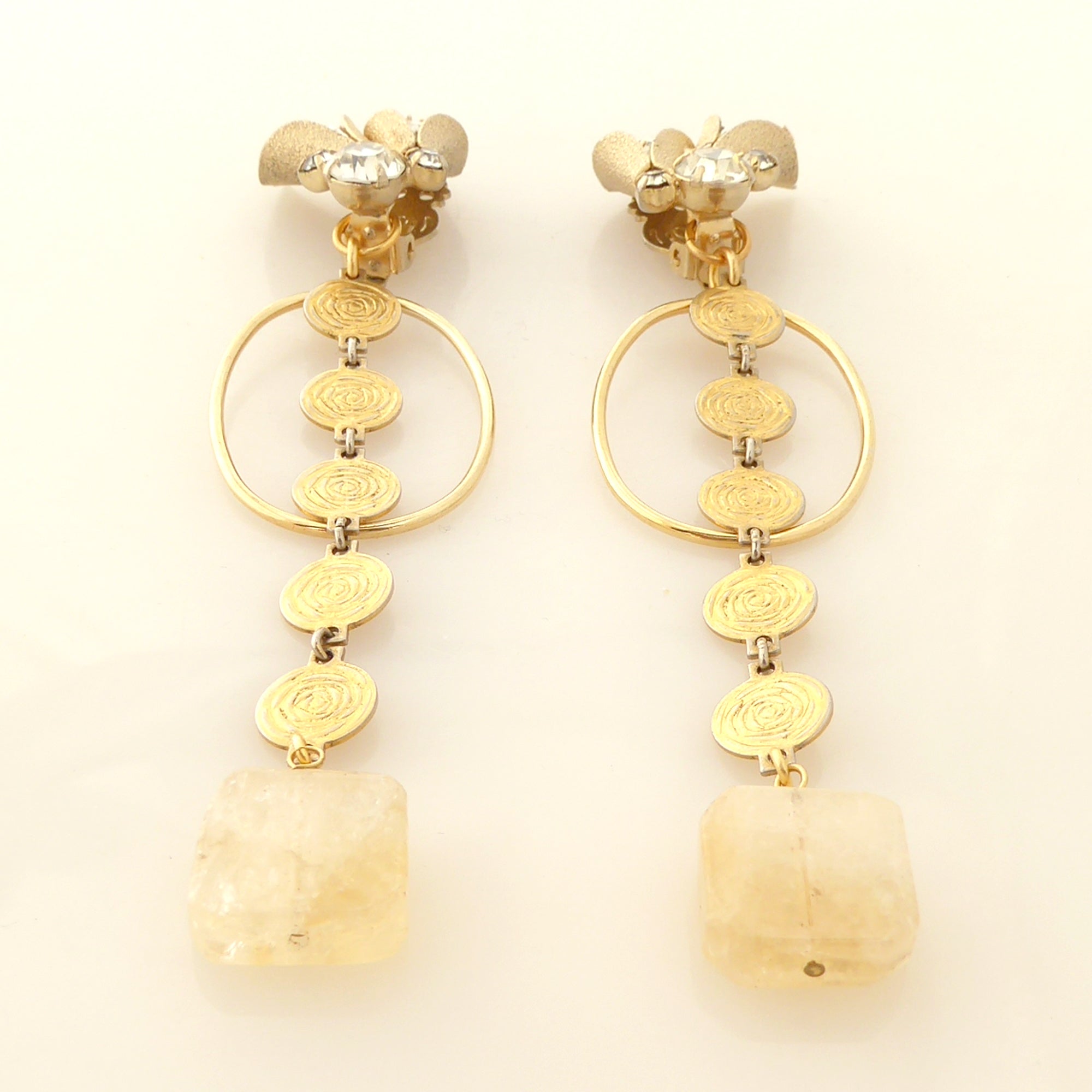 Citrine square clip on earrings by Jenny Dayco 3