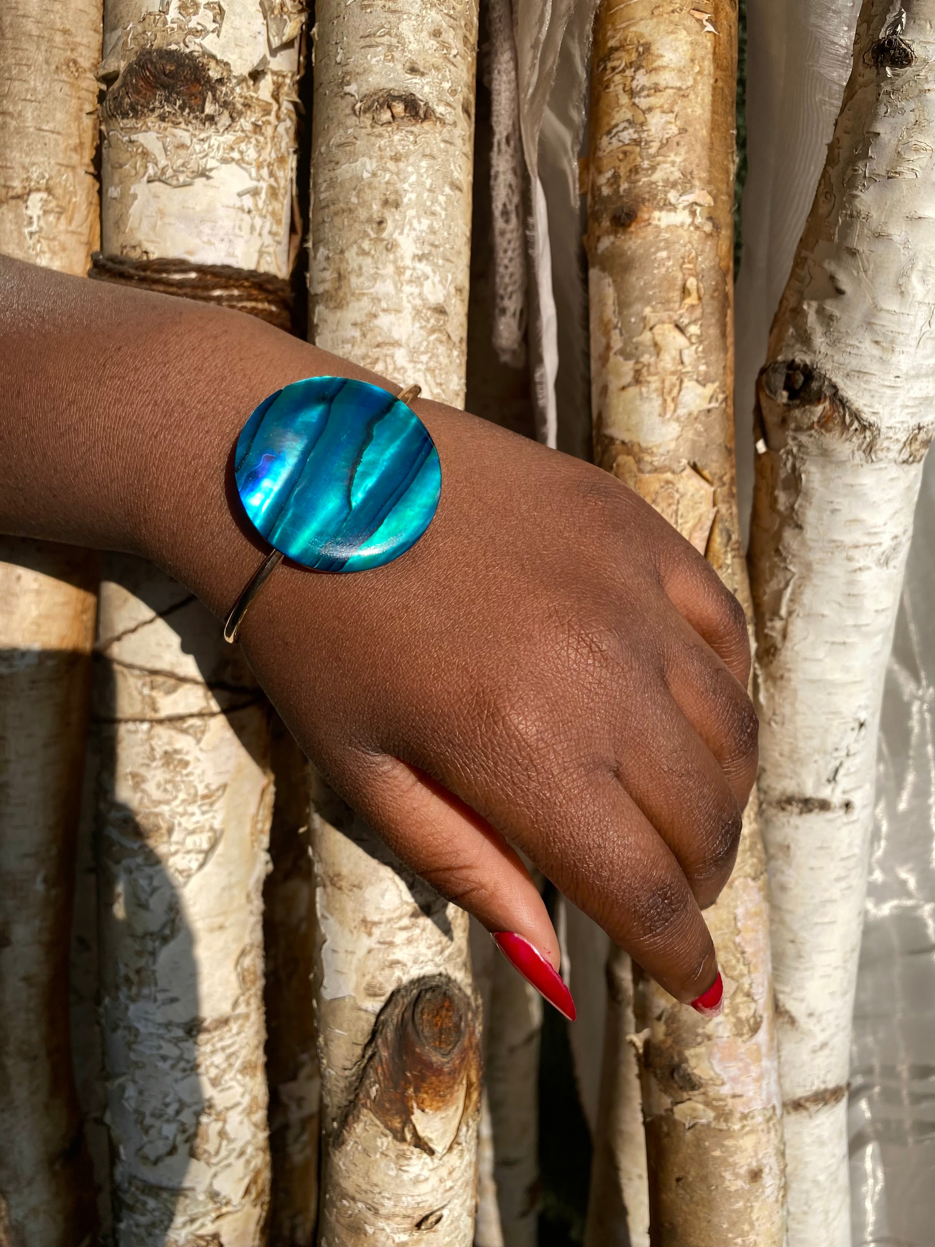 Blue paua shell cuff bracelet