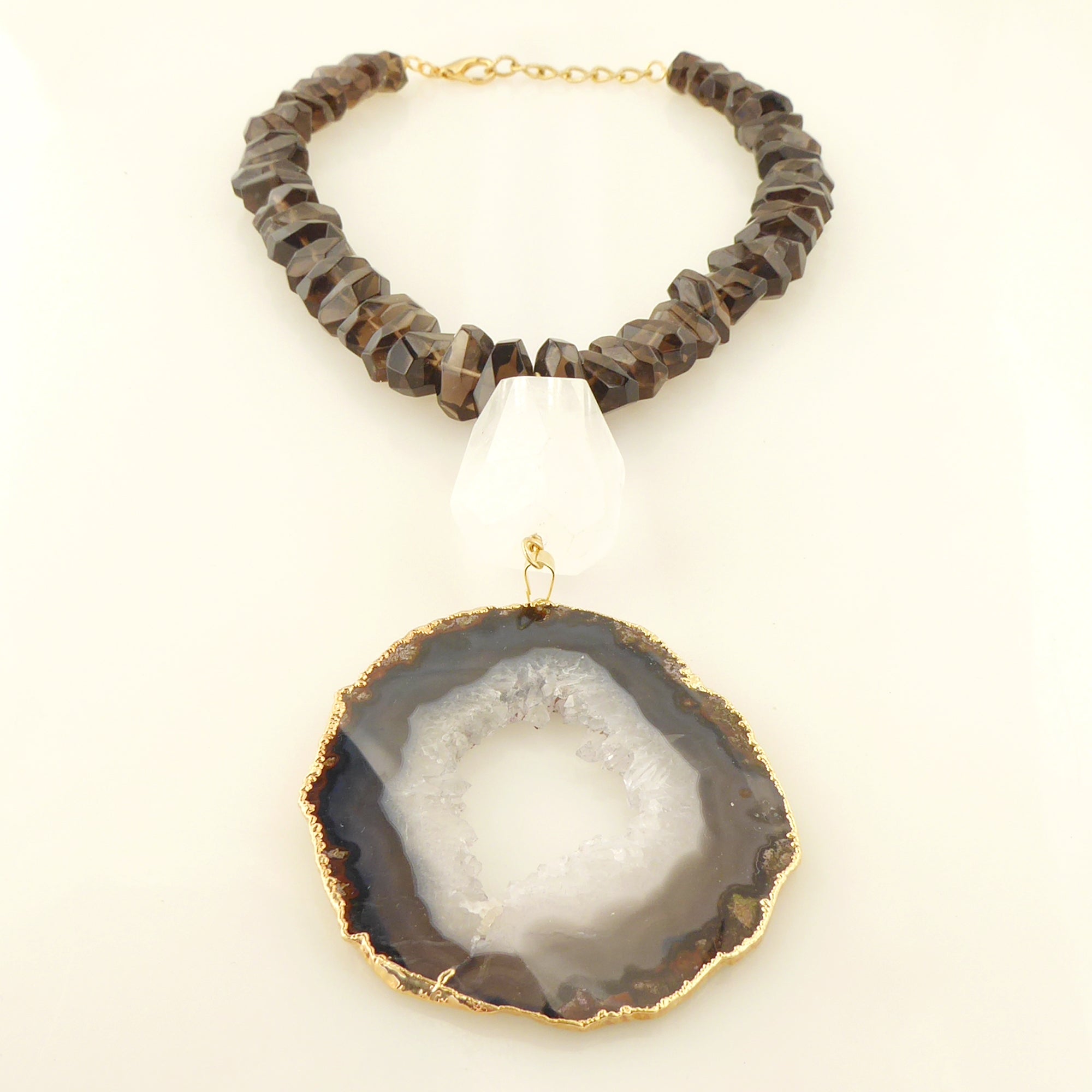 Dark agate slice necklace by Jenny Dayco 3