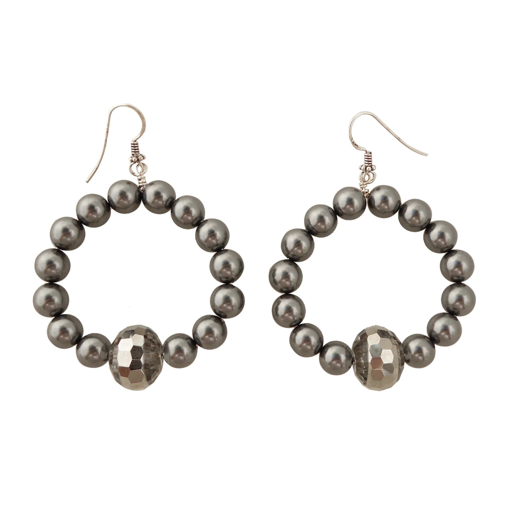    Dark gray pearl circle earrings by Jenny Dayco 1