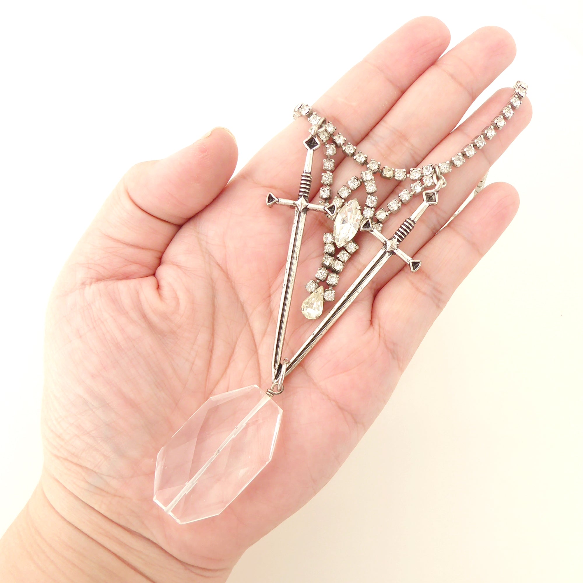 Dual sword quartz necklace by Jenny Dayco 7