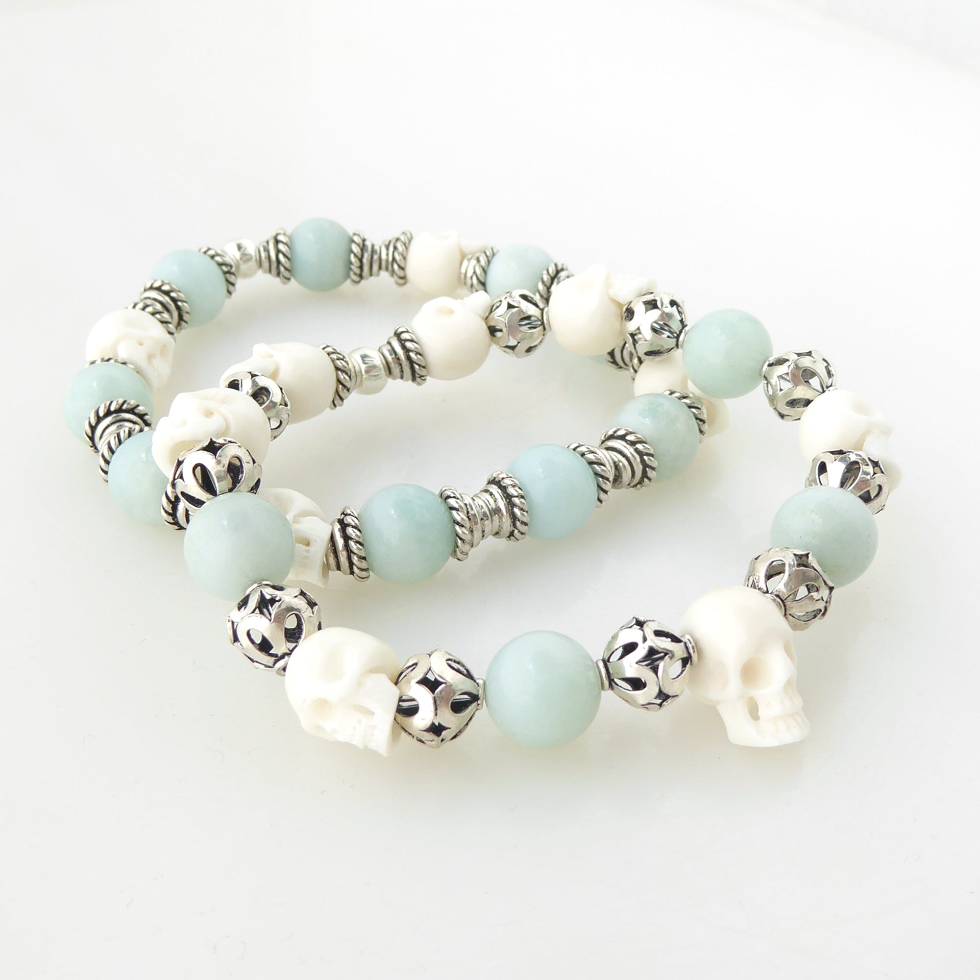 Jade and skull bracelet set by Jenny Dayco 2