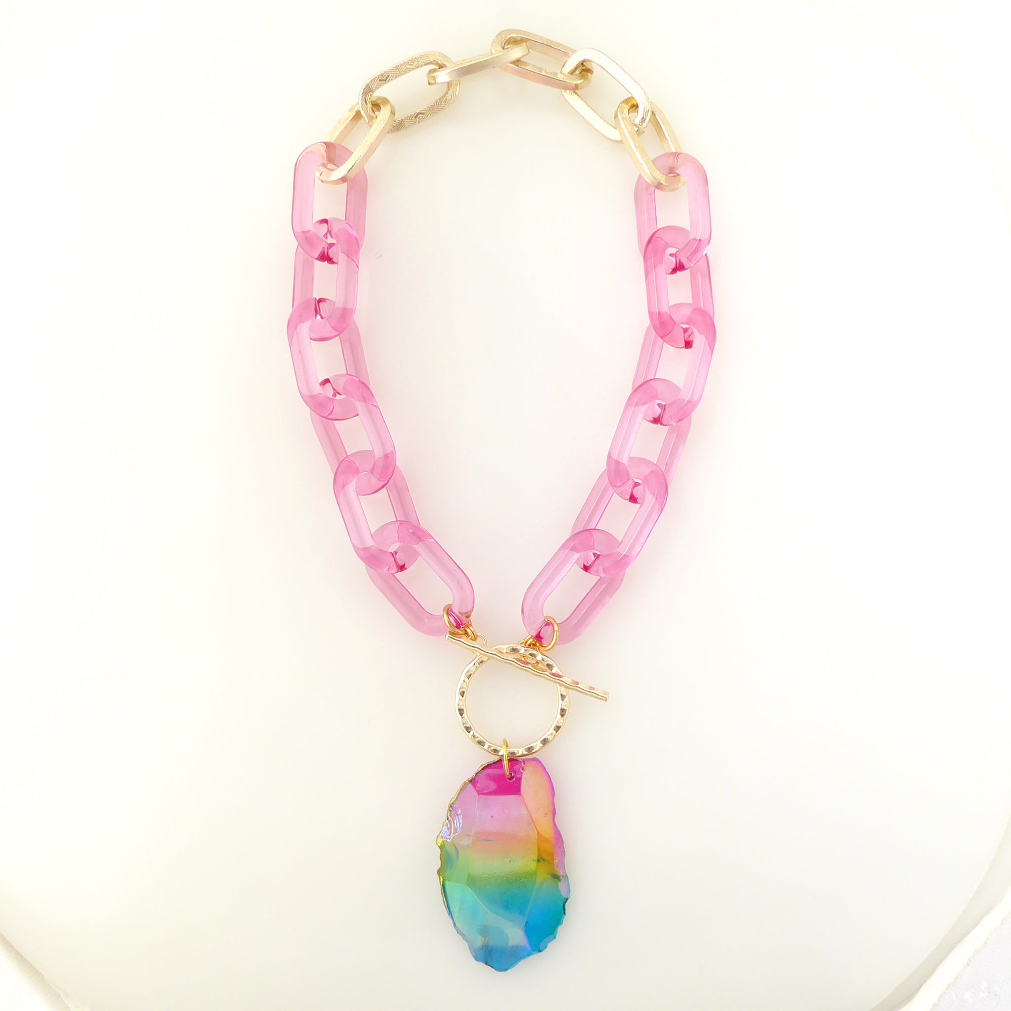 Rainbow agate pendant necklace