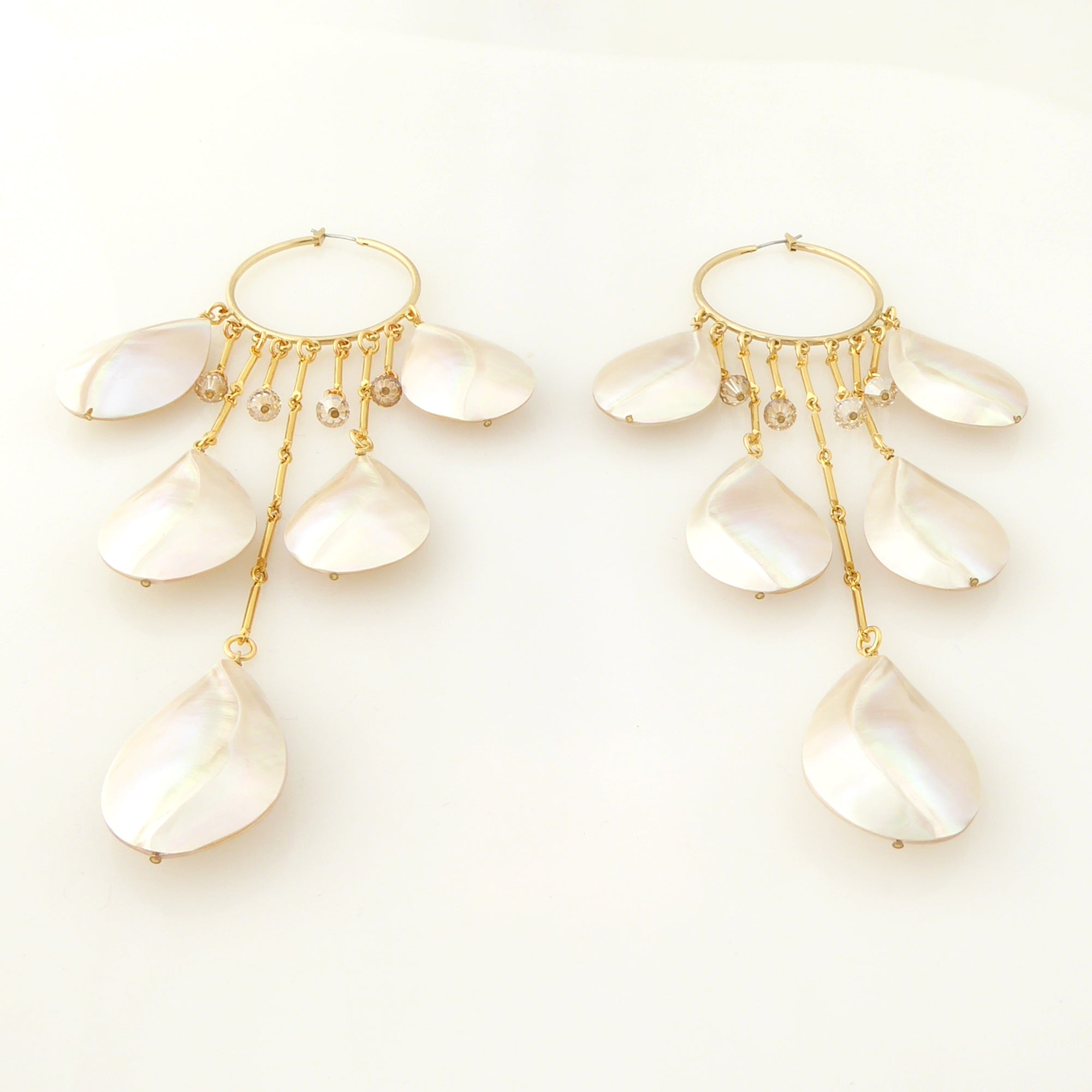 Raindrop shell hoop earrings by Jenny Dayco 3