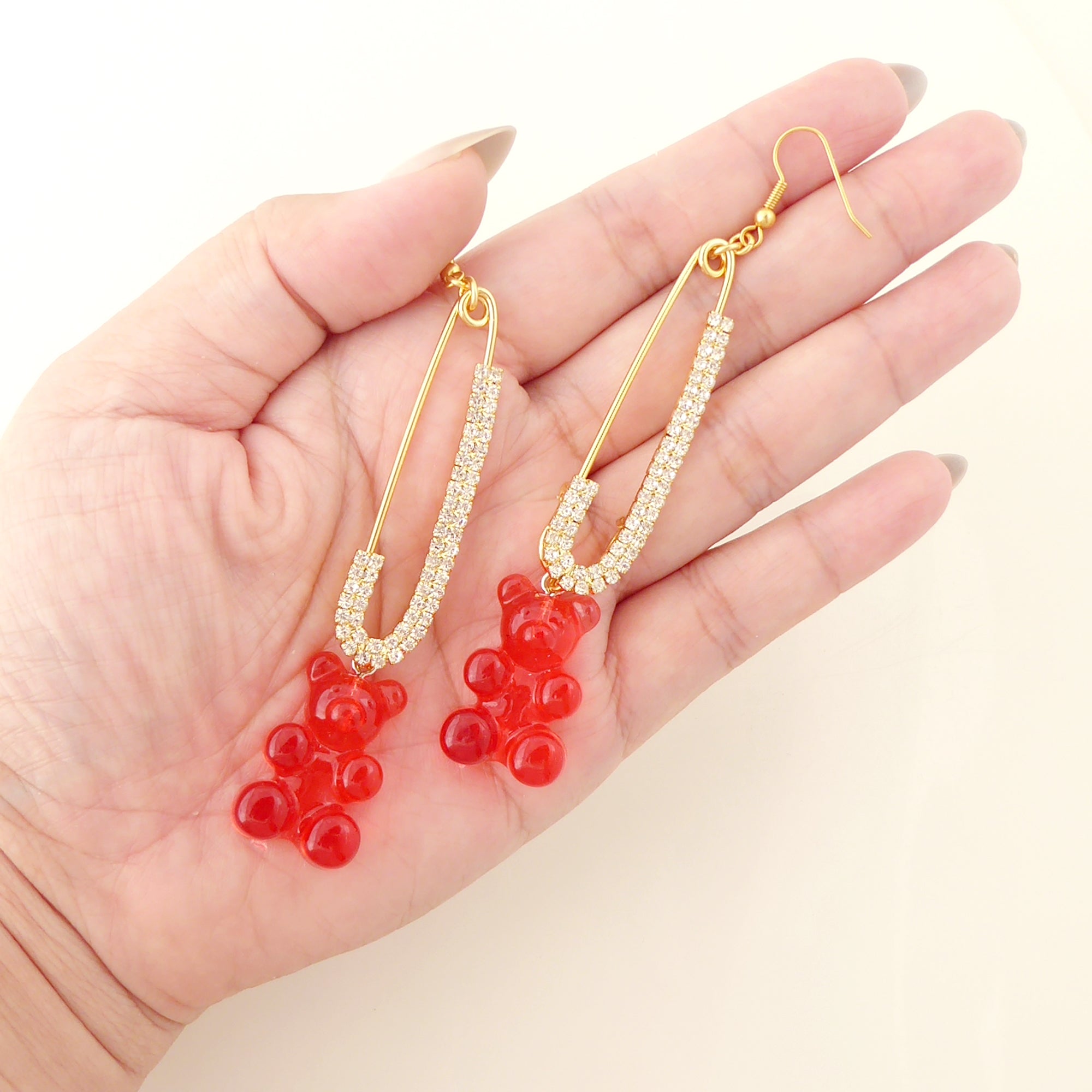 Red gummy bear earrings by Jenny Dayco 4