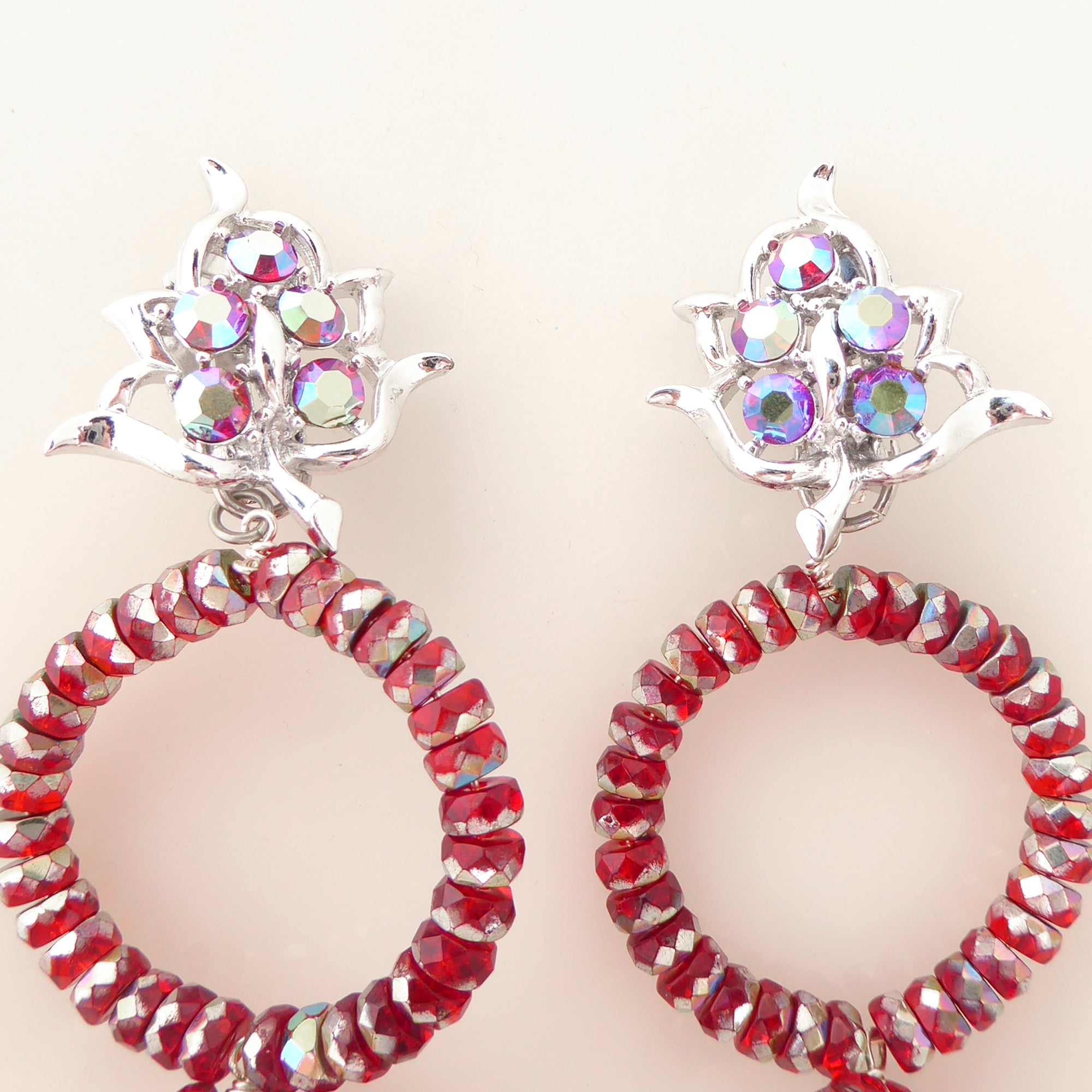 Red metallic glass earrings by Jenny Dayco 4