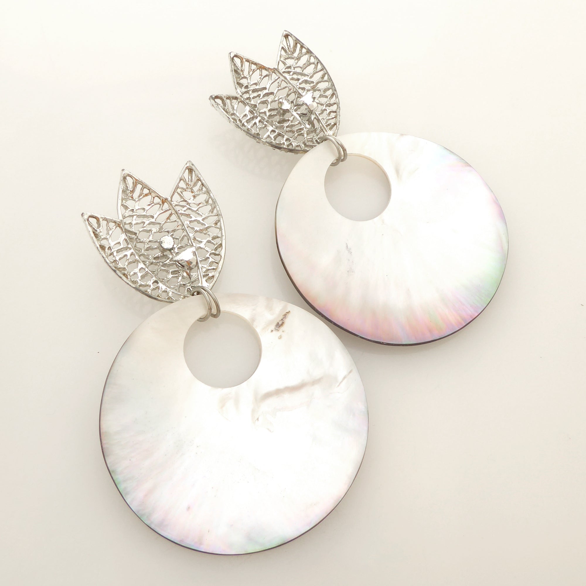 Silver flower and shell earrings by Jenny Dayco 5