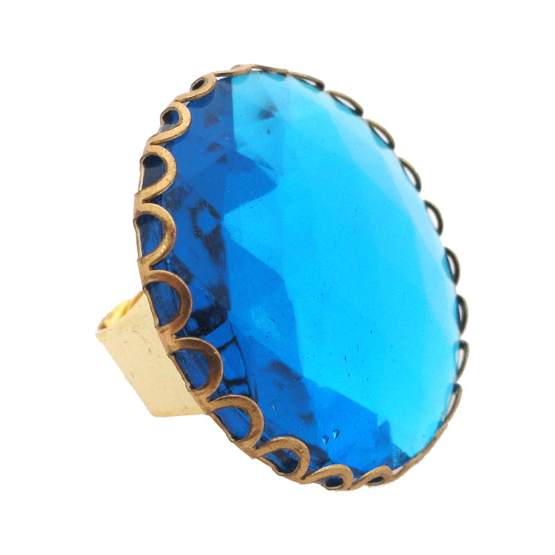 Aqua glass faceted ring by Jenny Dayco