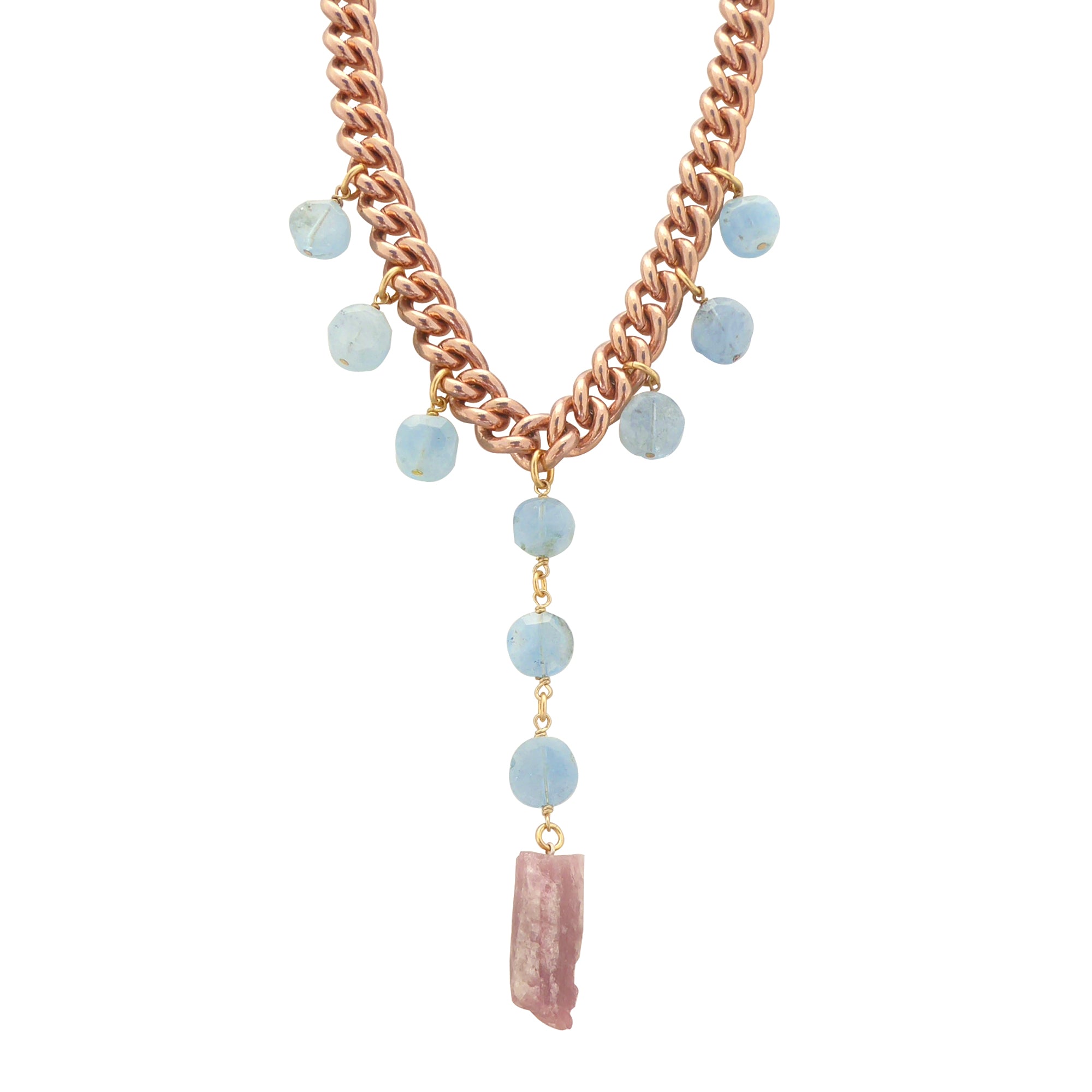 Bahari aquamarine pink tourmaline necklace by Jenny Dayco 1