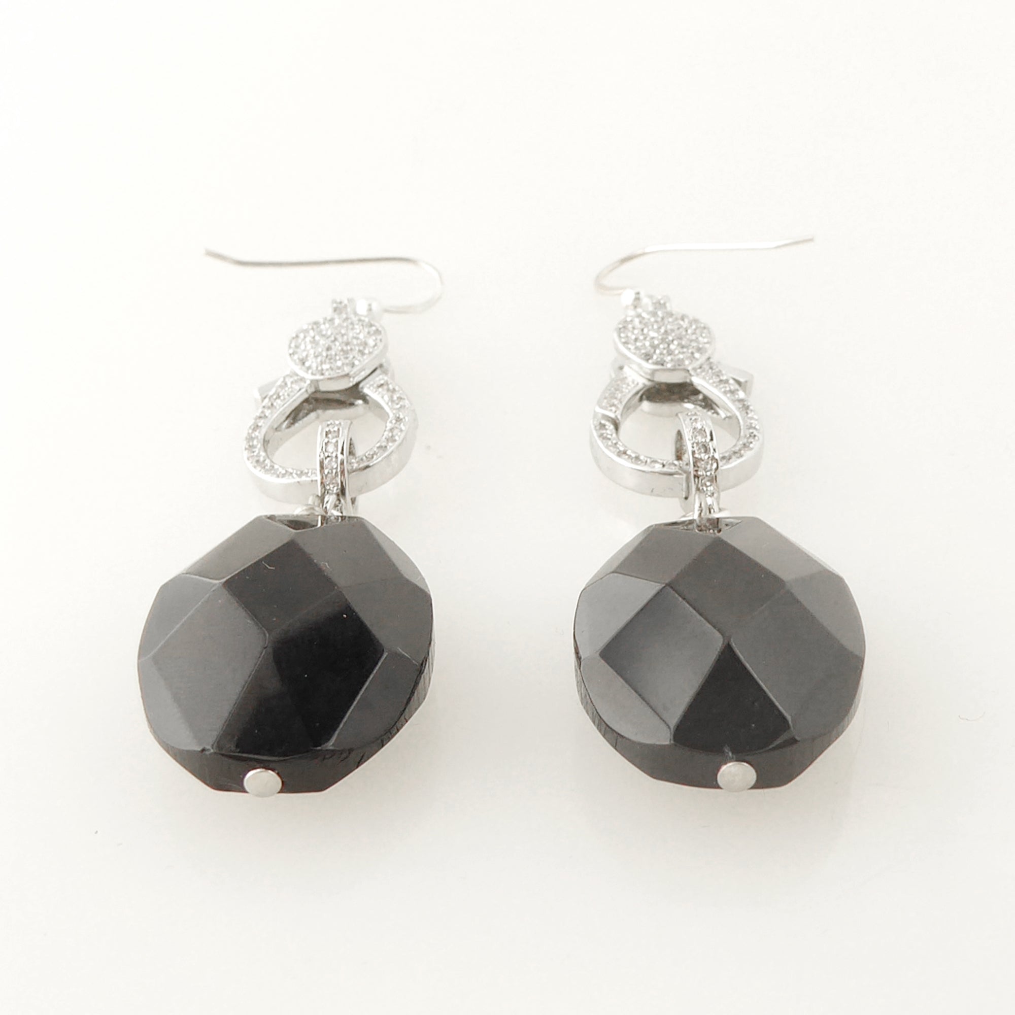 Black onyx pave clasp earrings by Jenny Dayco 3