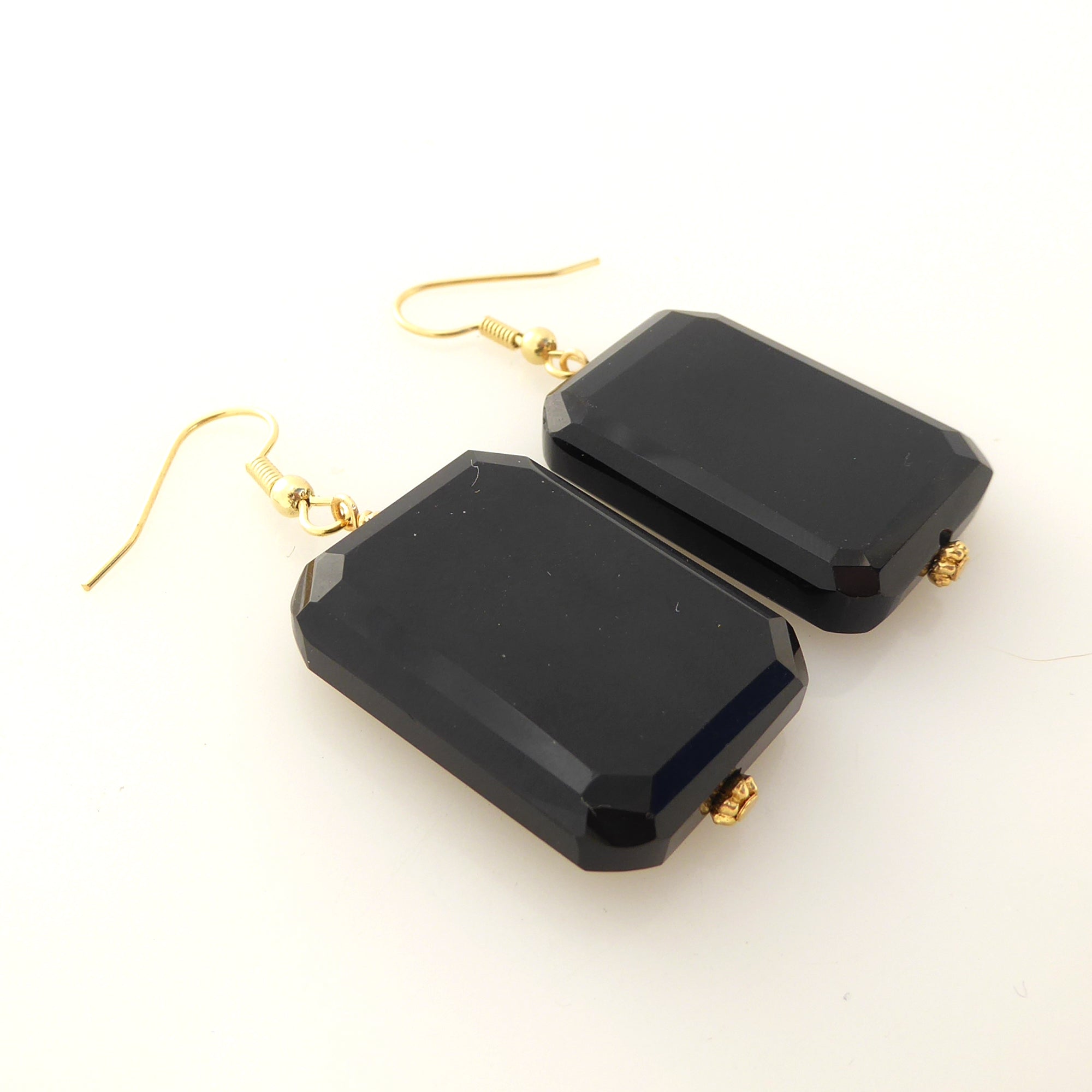 Black onyx rectangle earrings by Jenny Dayco 2