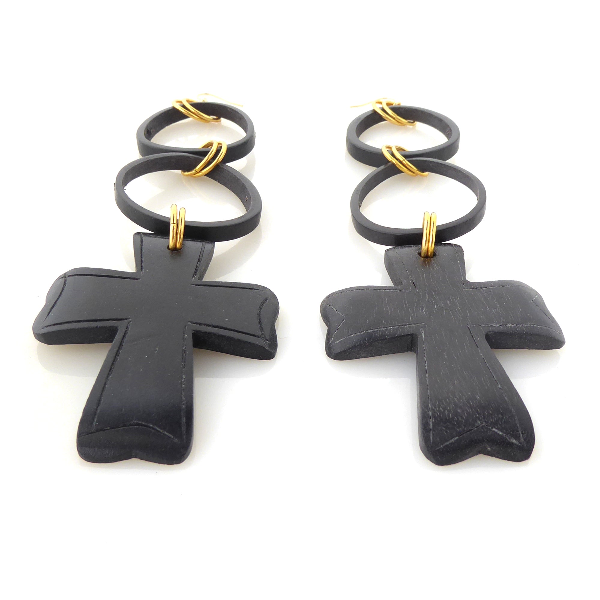 Black wooden cross earrings by Jenny Dayco 3