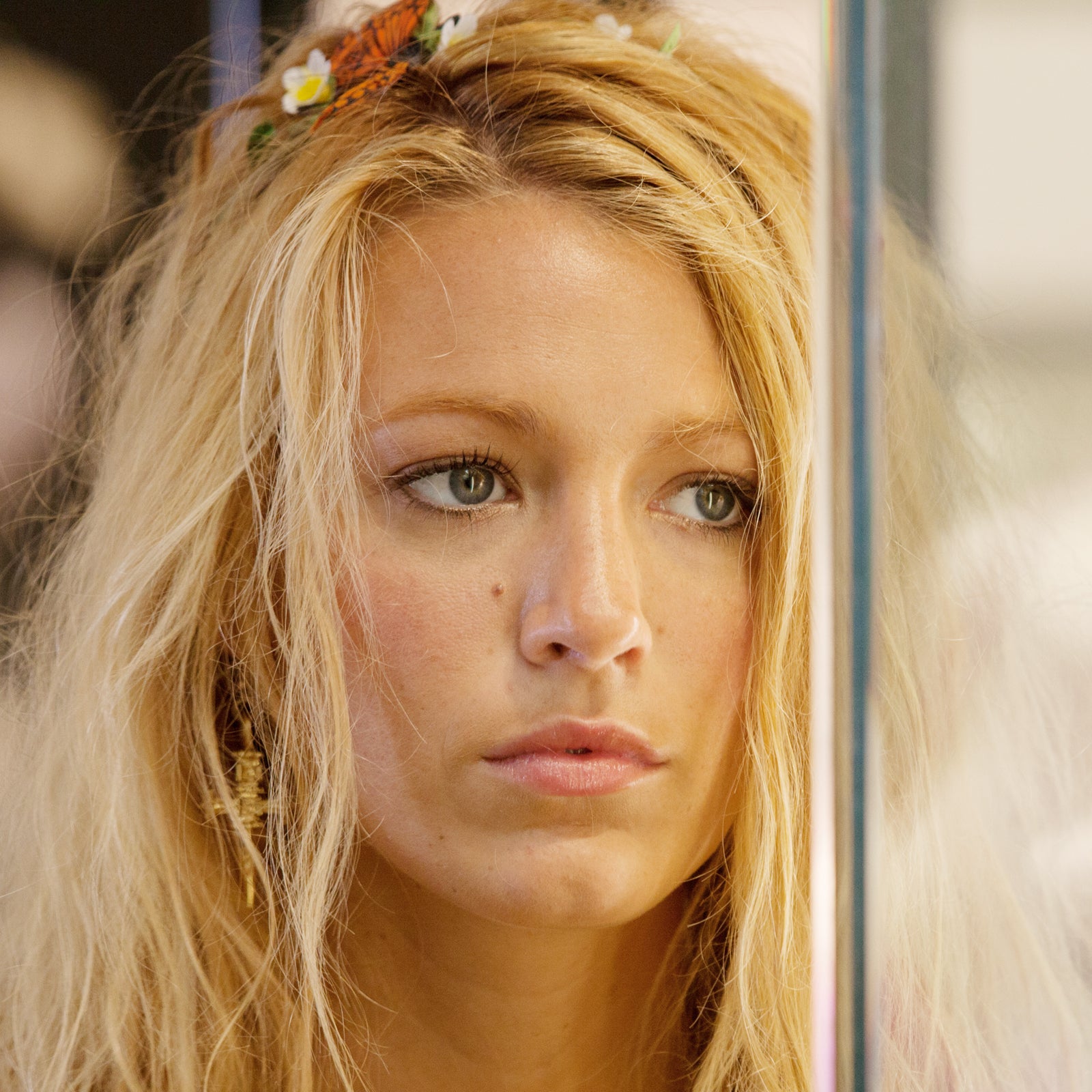 Blake Lively wearing gold dagger earrings by Jenny Dayco 1