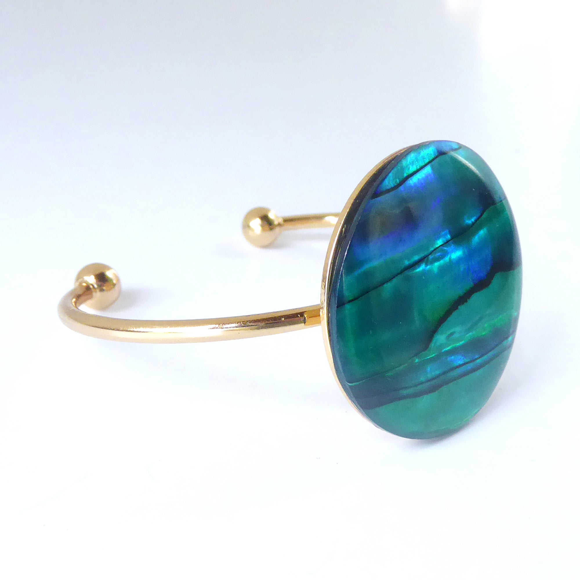 Blue paua shell cuff bracelet by Jenny Dayco 2