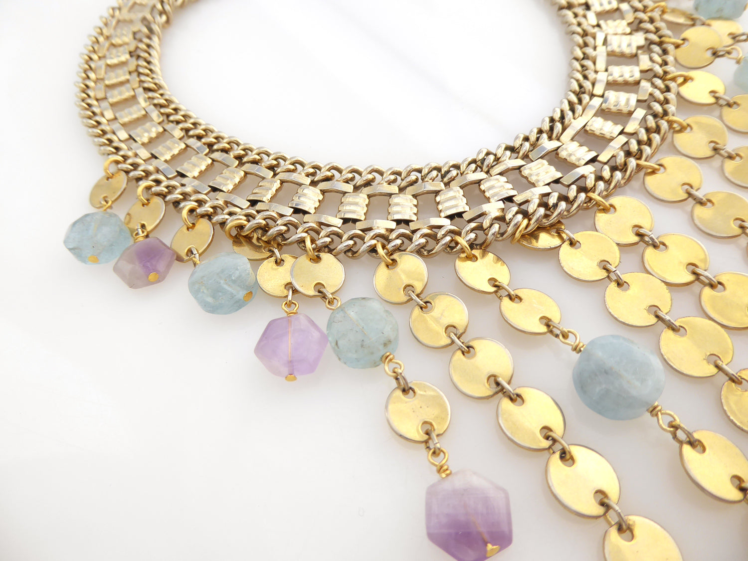 Carmeline aquamarine and amethyst necklace by Jenny Dayco 6