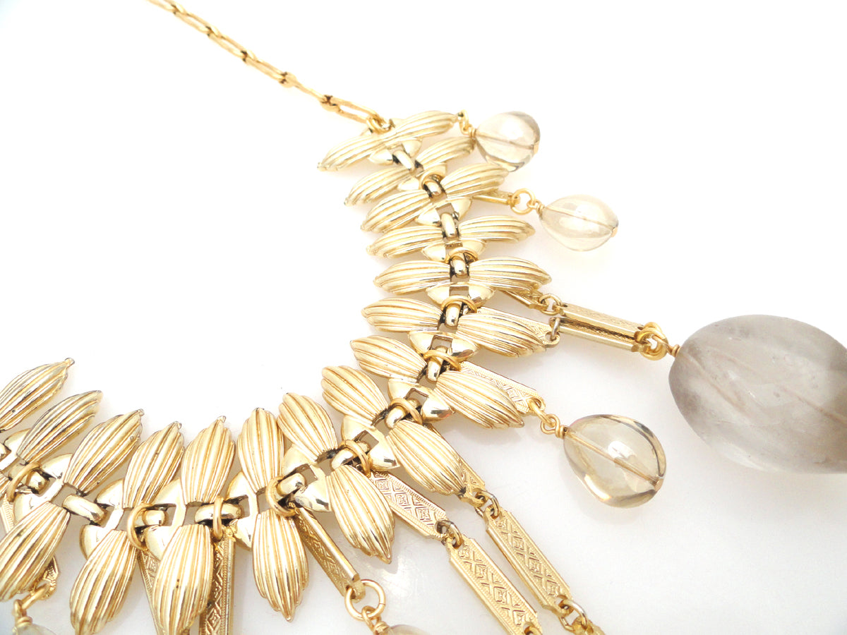Cloudy quartz and gold teardrop necklace by Jenny Dayco 5