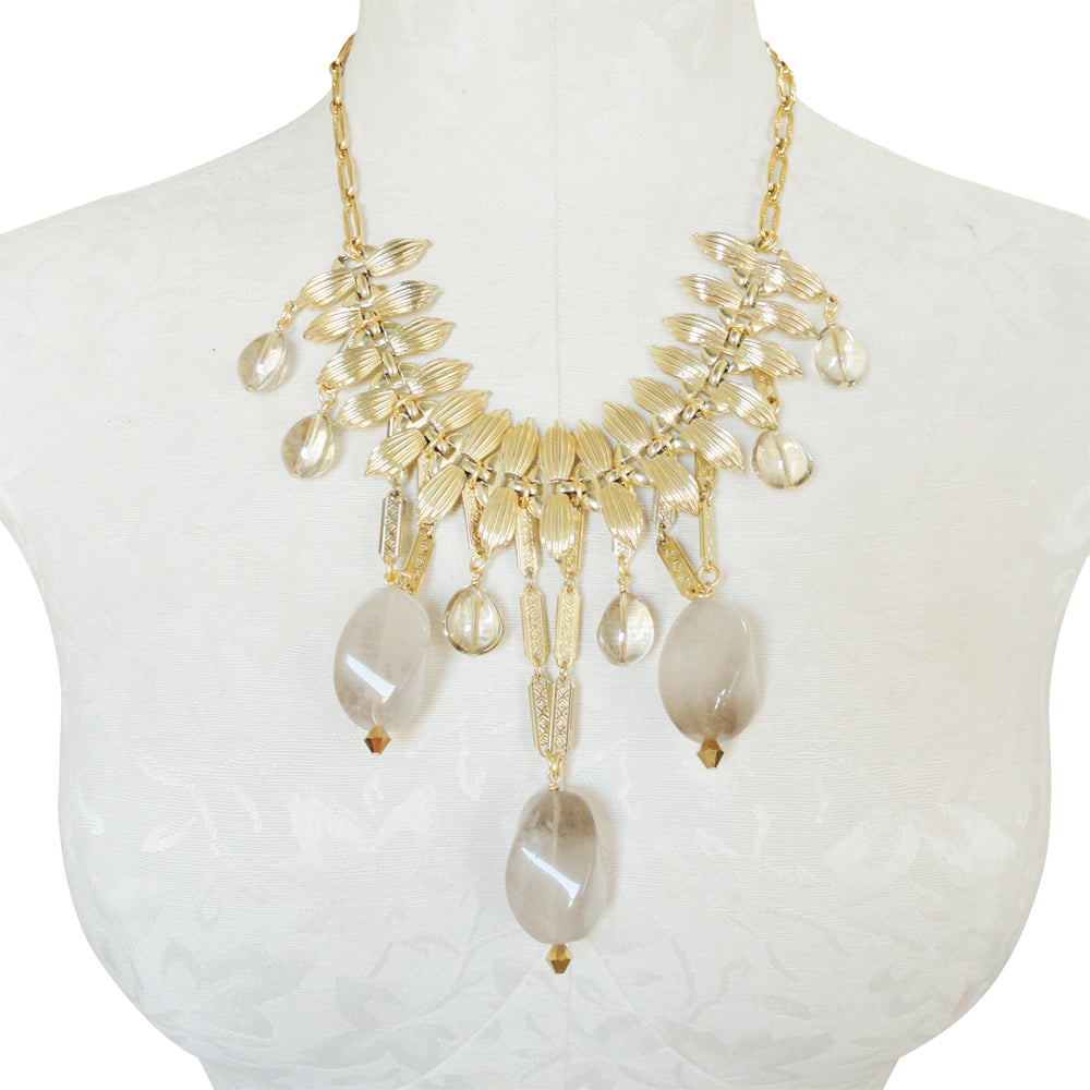Cloudy quartz and gold teardrop necklace by Jenny Dayco 7