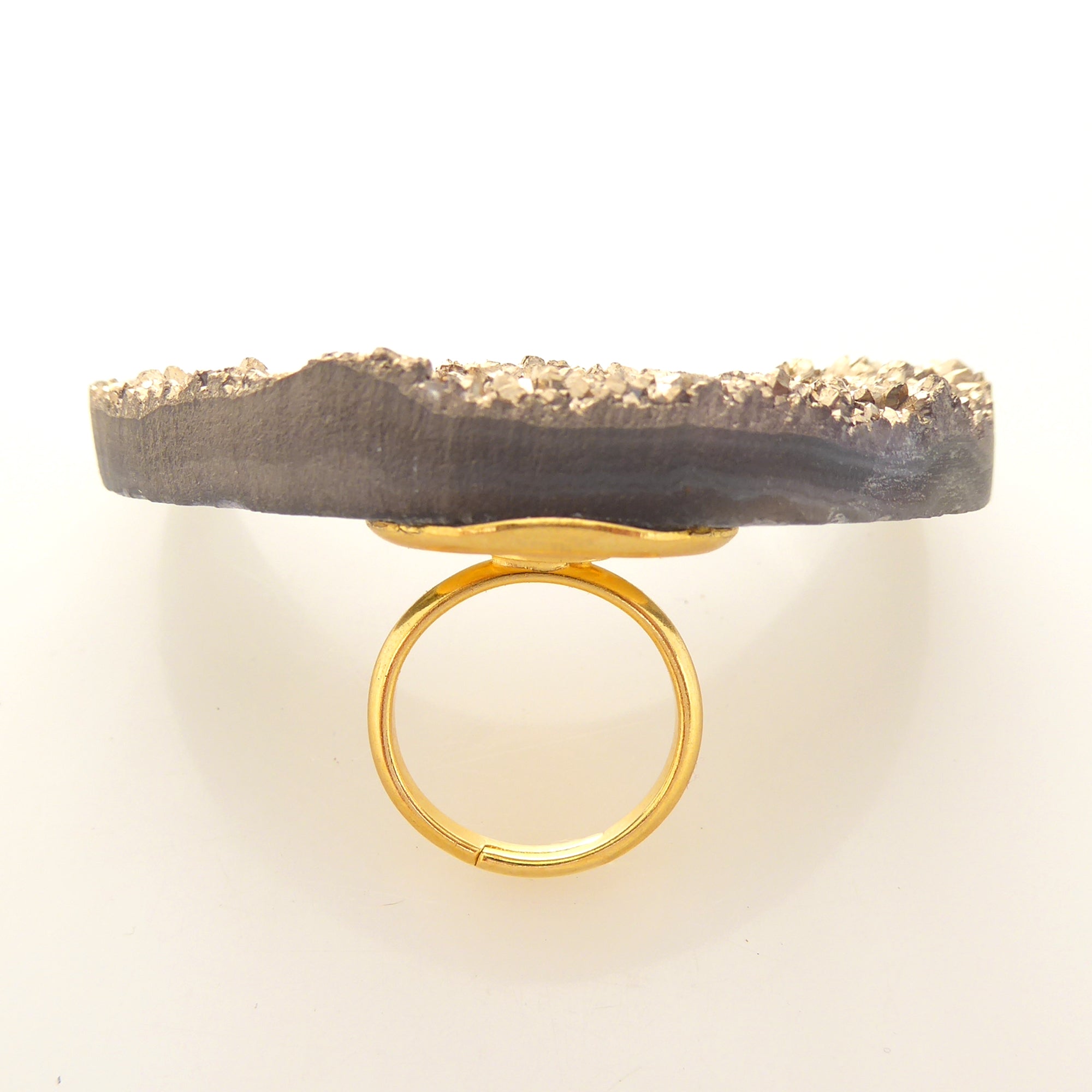 Gold druzy moon ring by Jenny Dayco 3