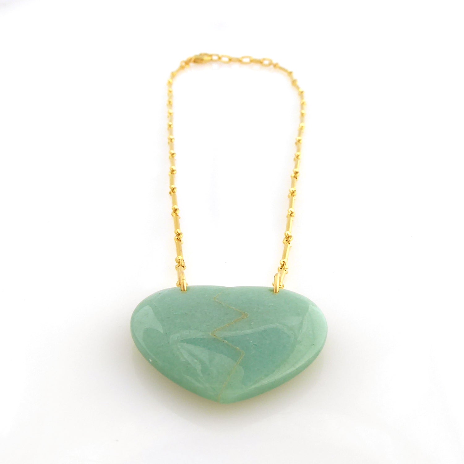 Green aventurine heartbreak necklace by Jenny Dayco 3
