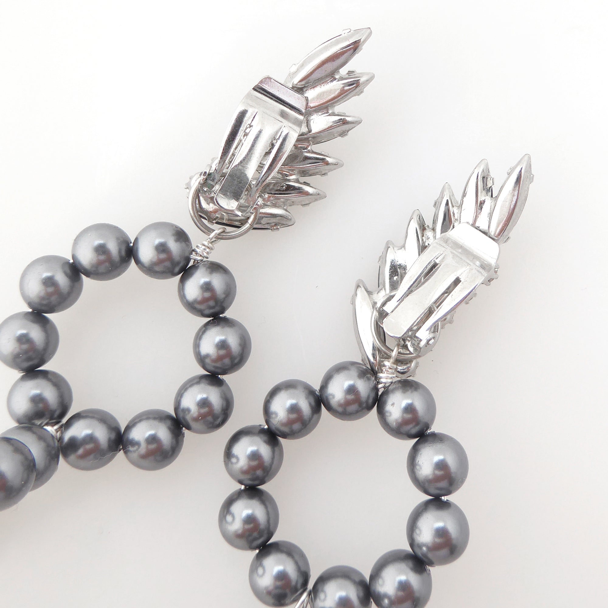 Gunmetal rhinestone and pearl earrings by Jenny Dayco 5