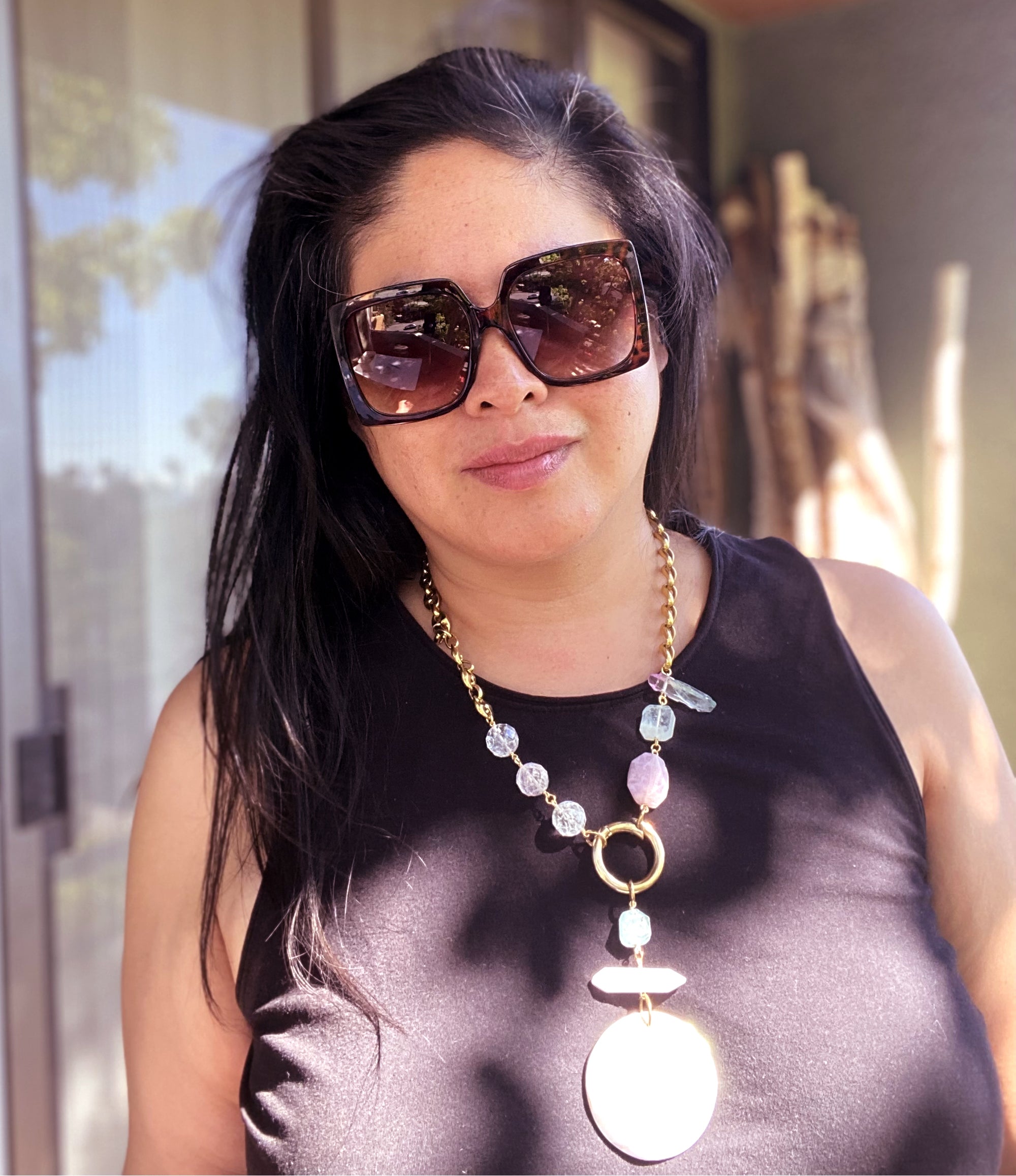 Jenny Dayco wearing a candy crystal necklace
