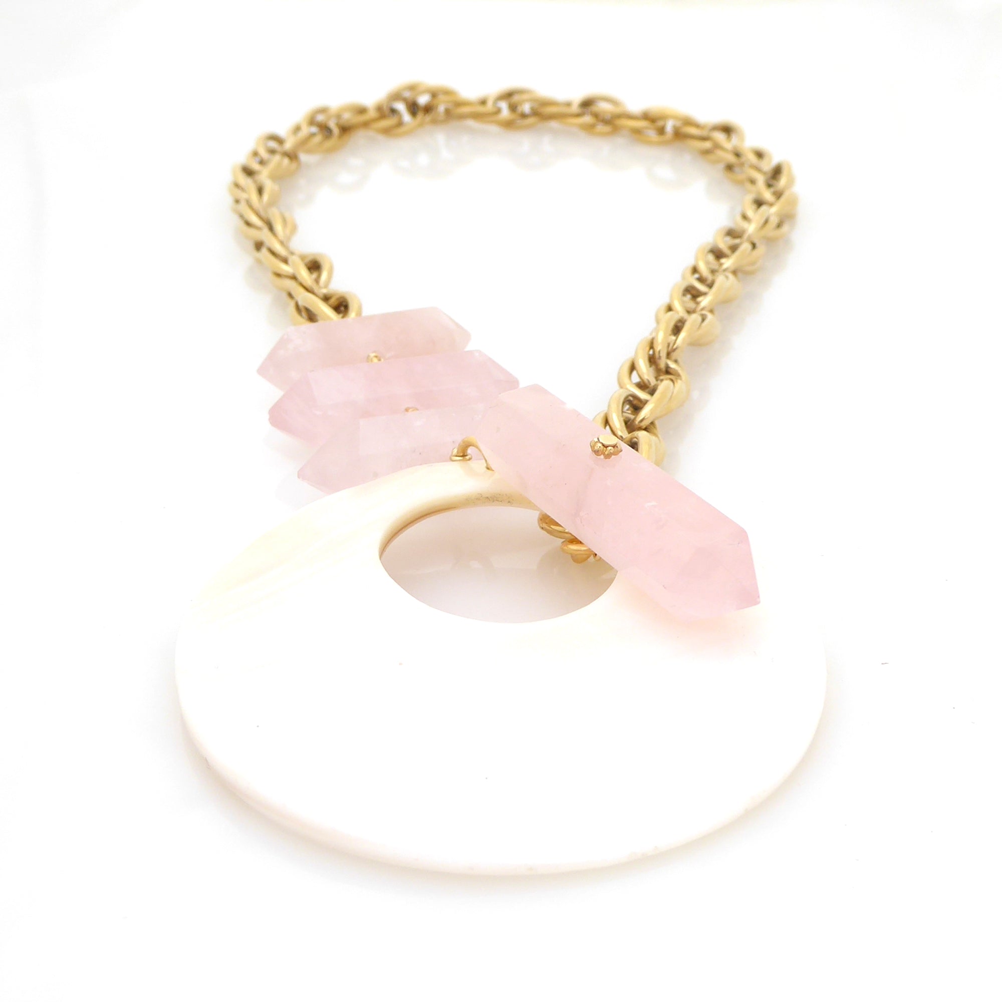 Marna rose quartz and shell necklace by Jenny Dayco 3