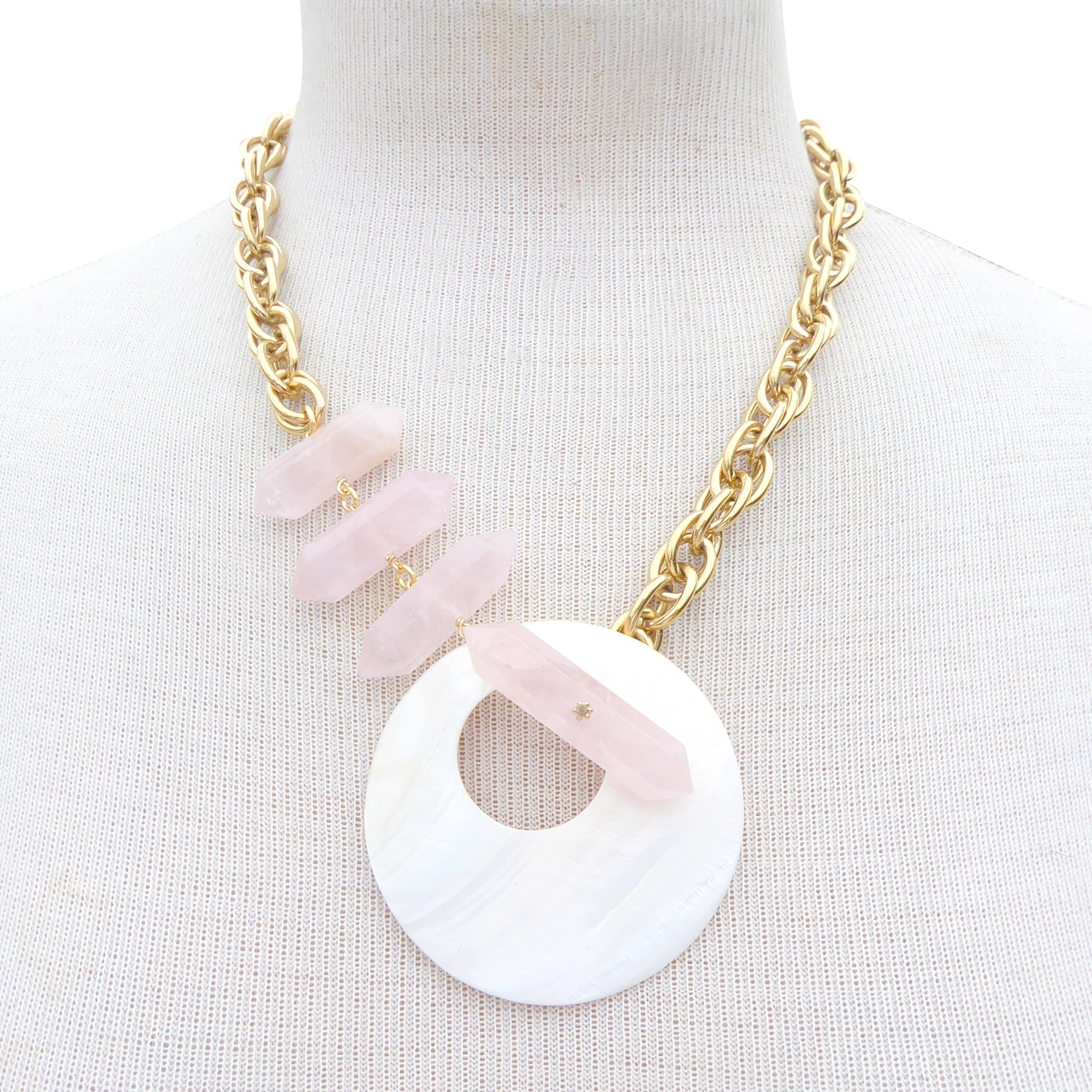 Marna rose quartz and shell necklace by Jenny Dayco 8