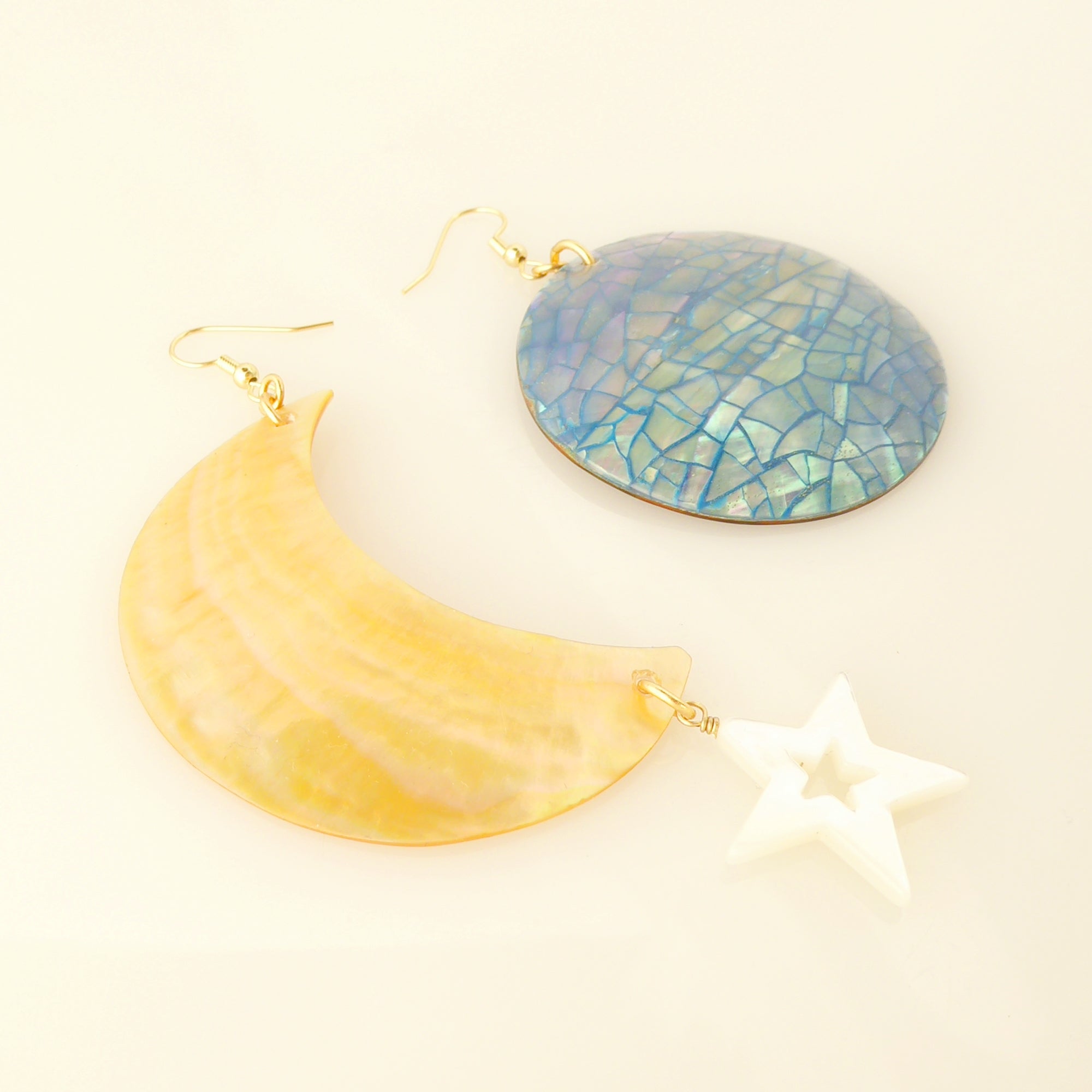 Neptune shell and moon earrings by Jenny Dayco 2