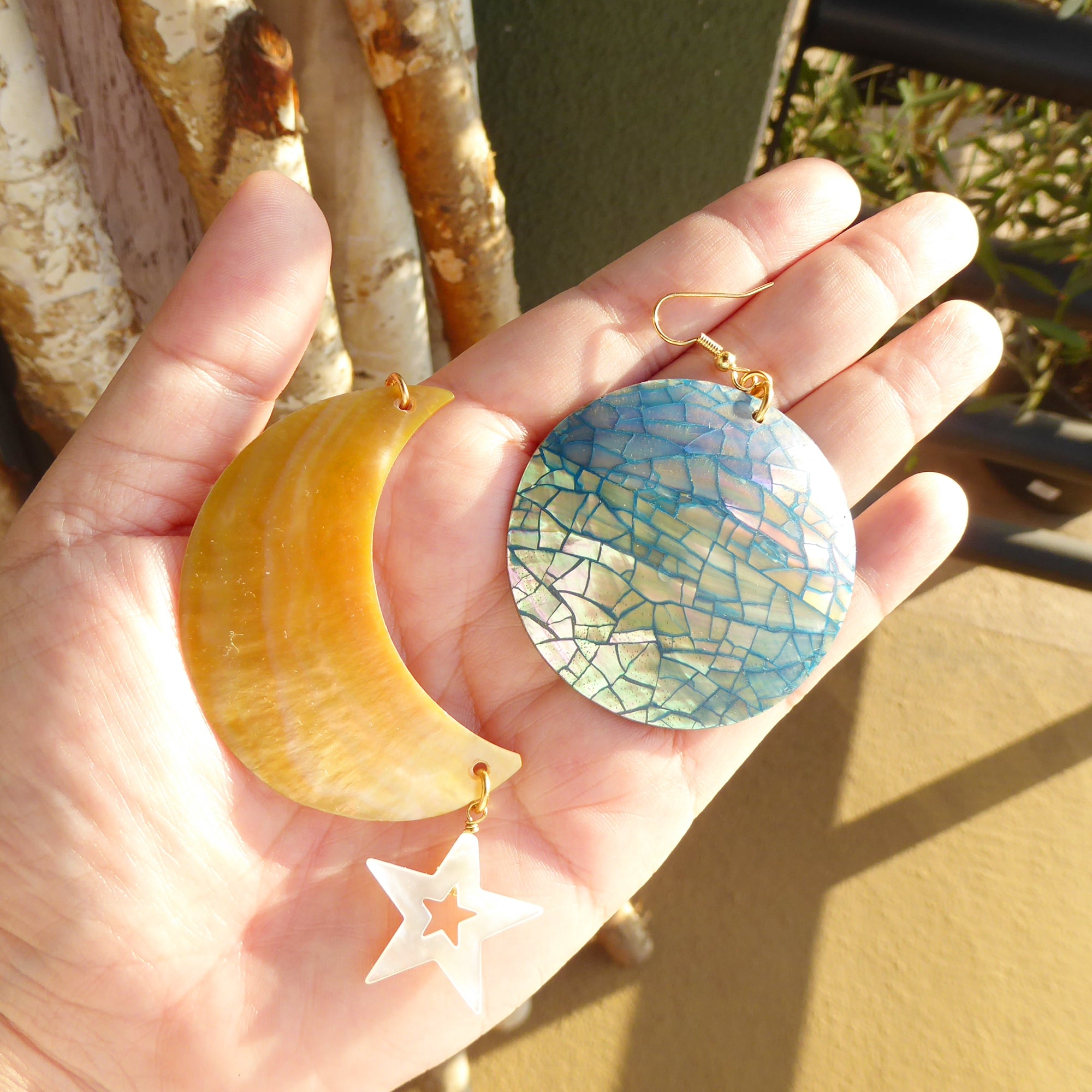 Neptune shell and moon earrings by Jenny Dayco 5