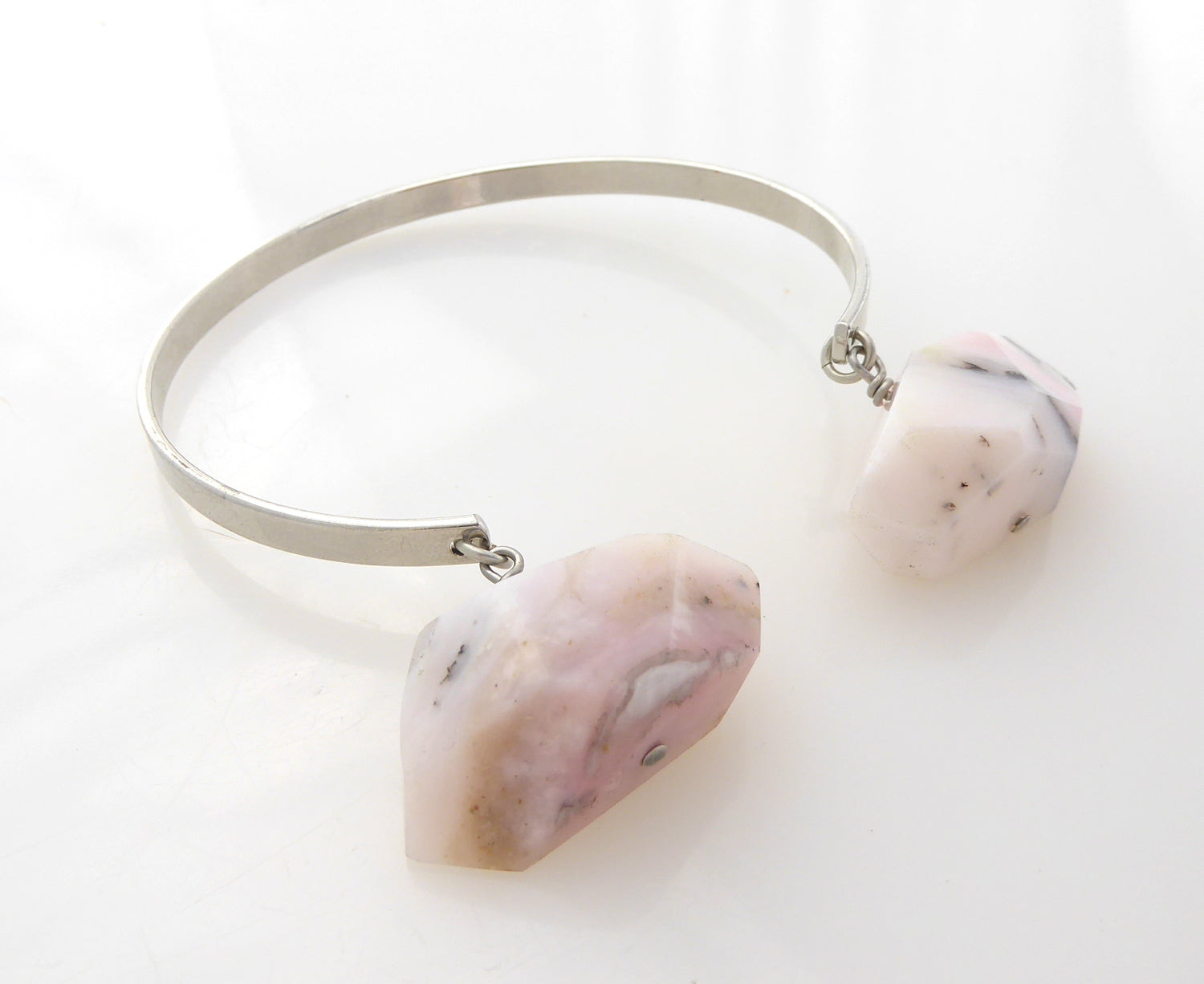 Pink opal nugget cuff bracelet by Jenny Dayco 2