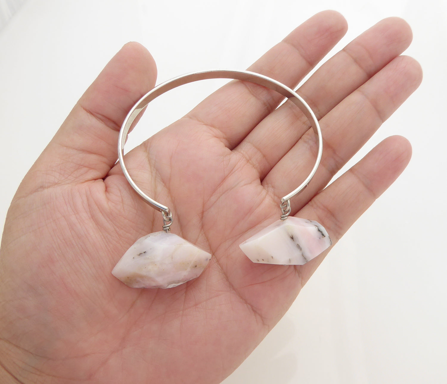 Pink opal nugget cuff bracelet by Jenny Dayco 4