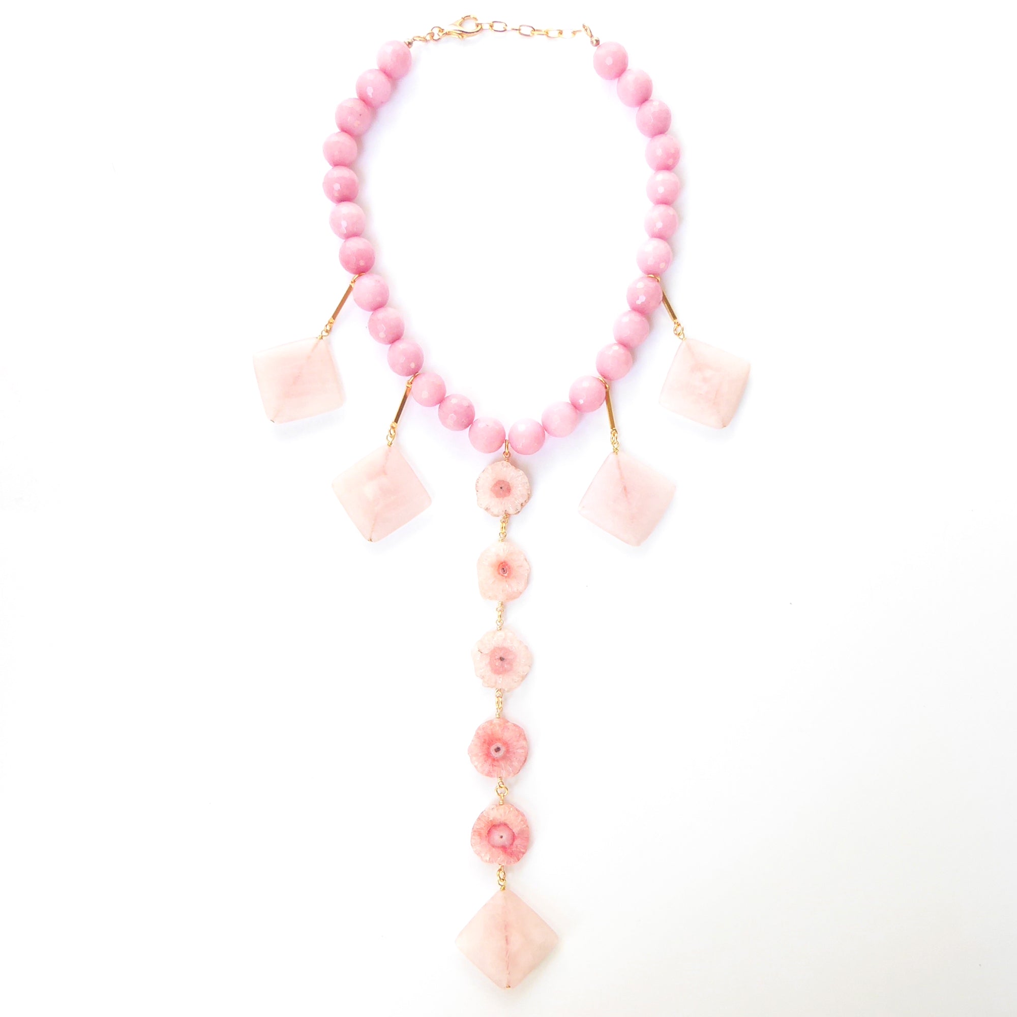 Pink geometric stone necklace by Jenny Dayco 8