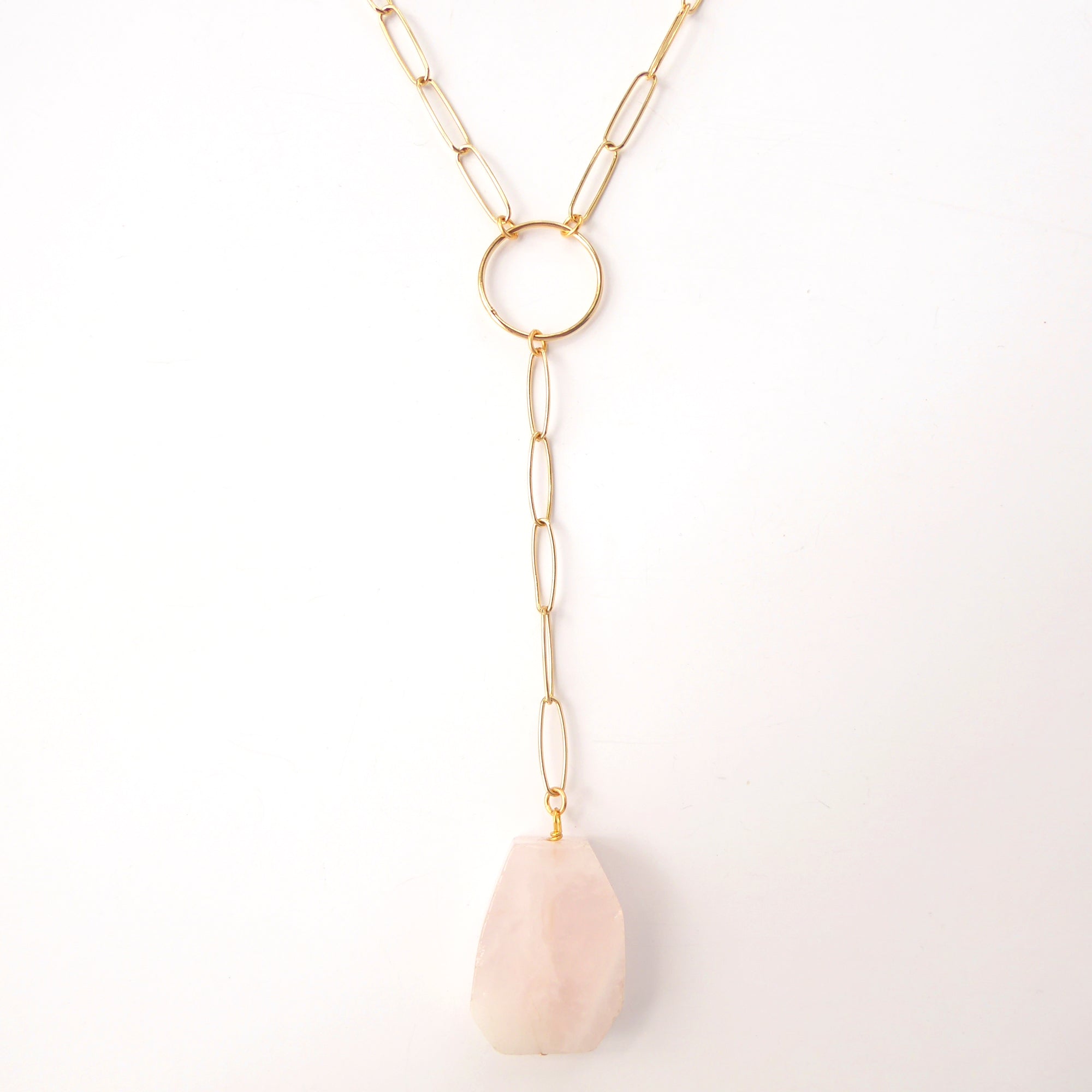 Pink opal and rose quartz drop necklace by Jenny Dayco 3