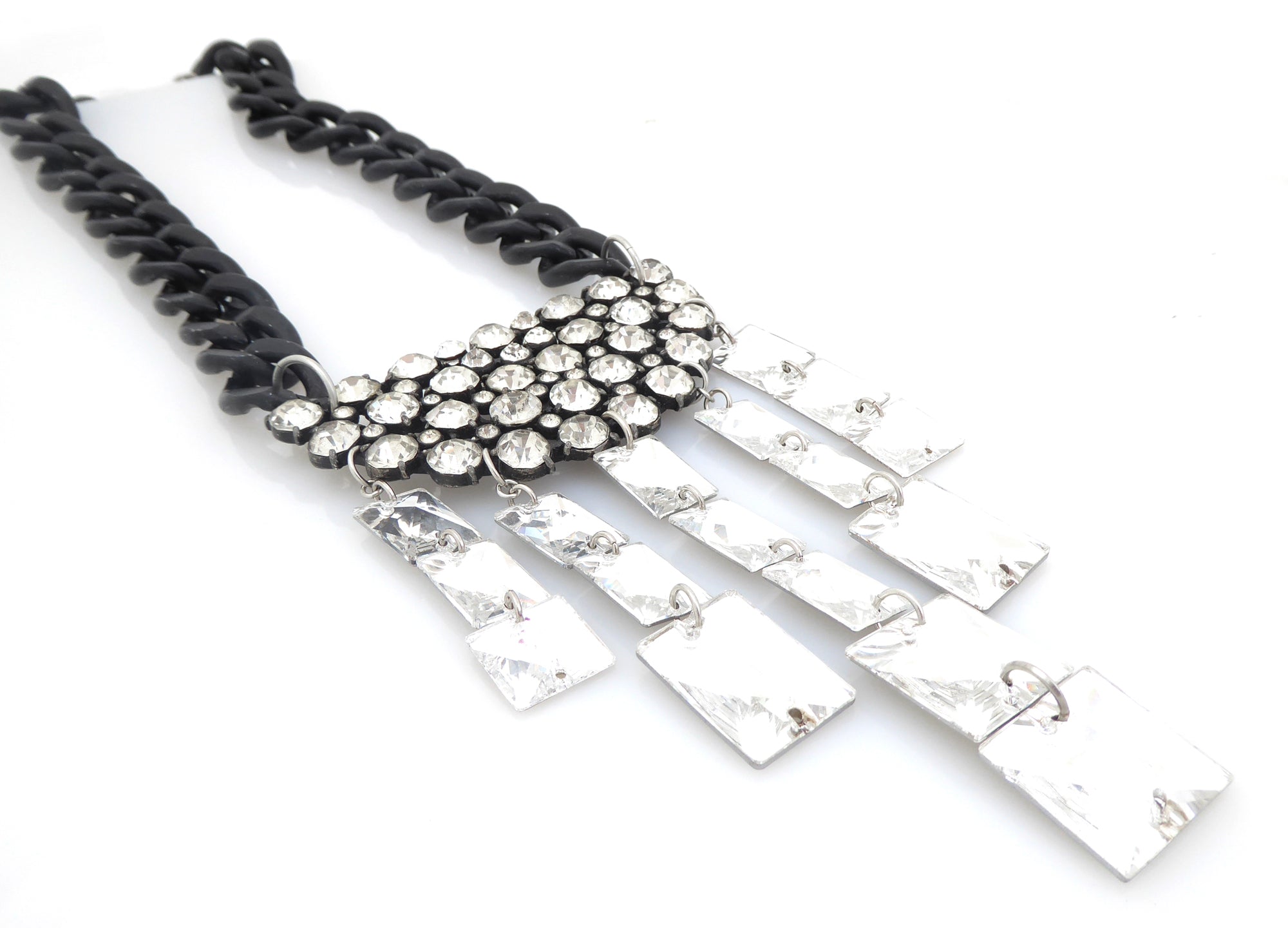 Rhinestone moon cluster necklace by Jenny Dayco 2