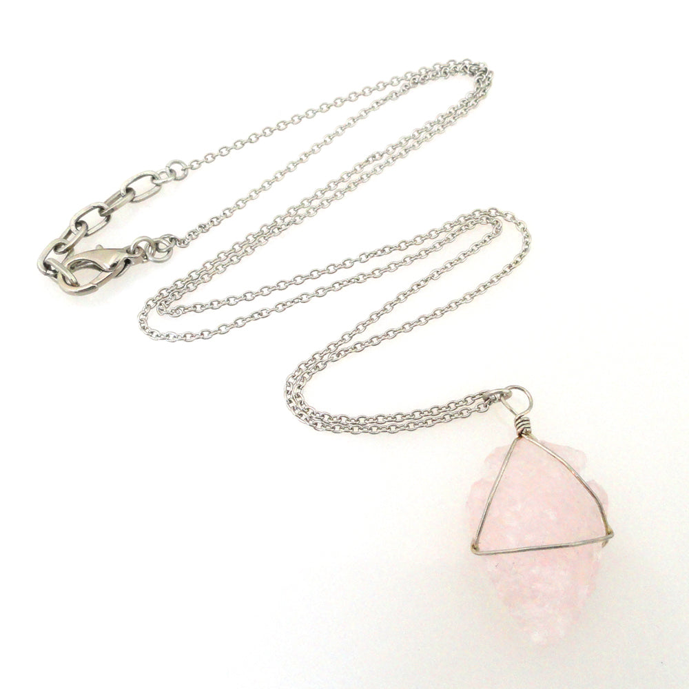Rose quartz arrowhead necklace by Jenny Dayco full view
