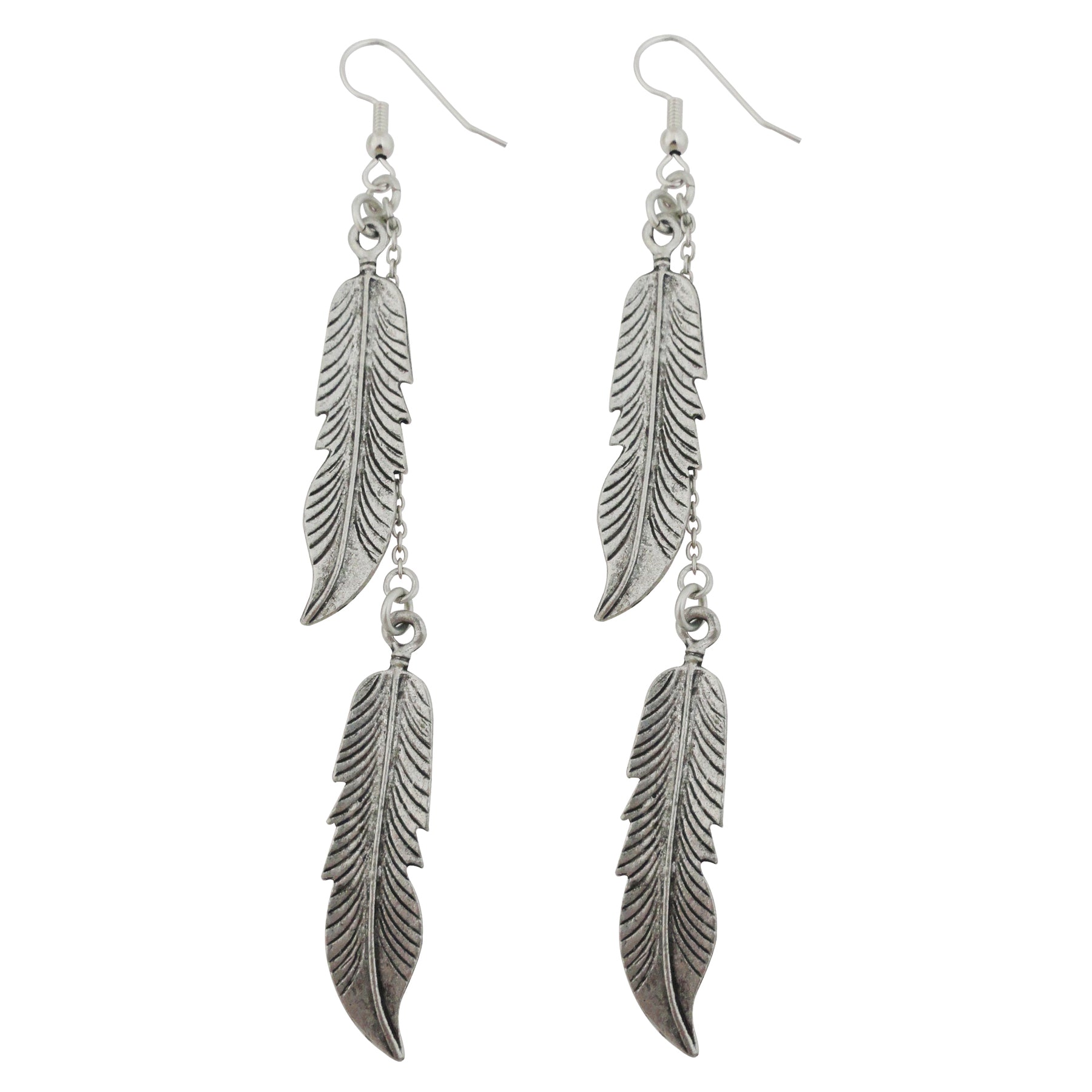 Silver feather earrings
