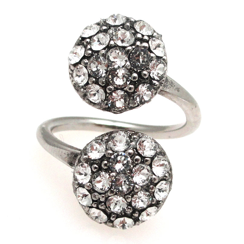 Silver rhinestone circular ring by Jenny Dayco
