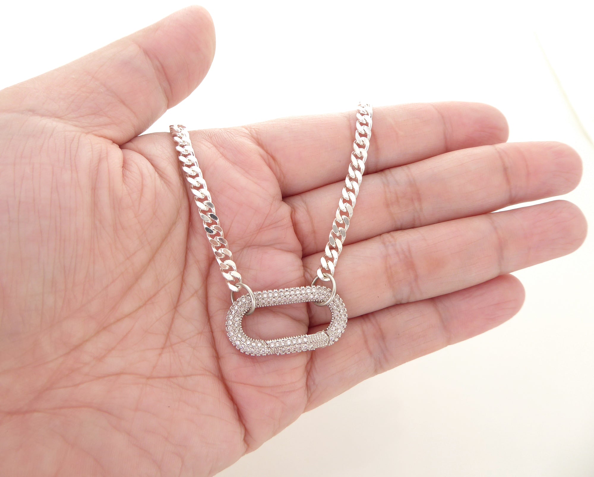 Silver rhinestone carabiner clasp necklace by Jenny Dayco 6
