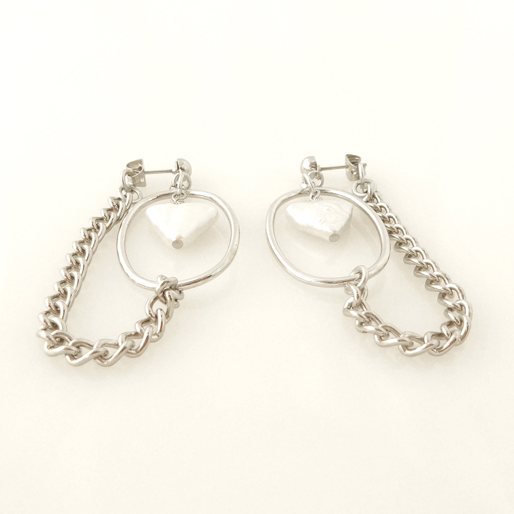 Saturn earrings in pearl triangle