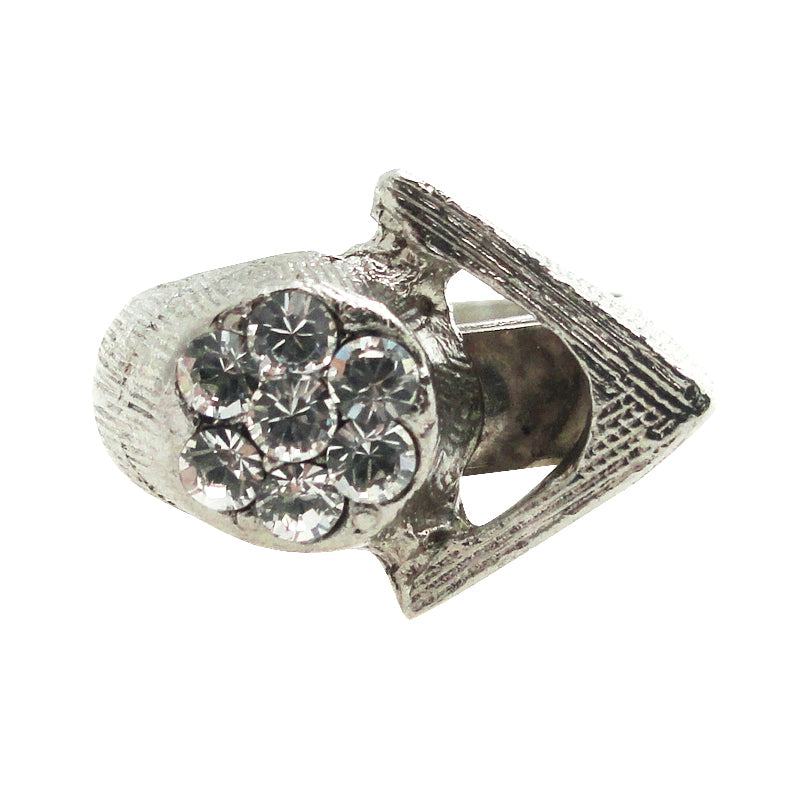 Vintage silver triangle and rhinestone ring by Jenny Dayco