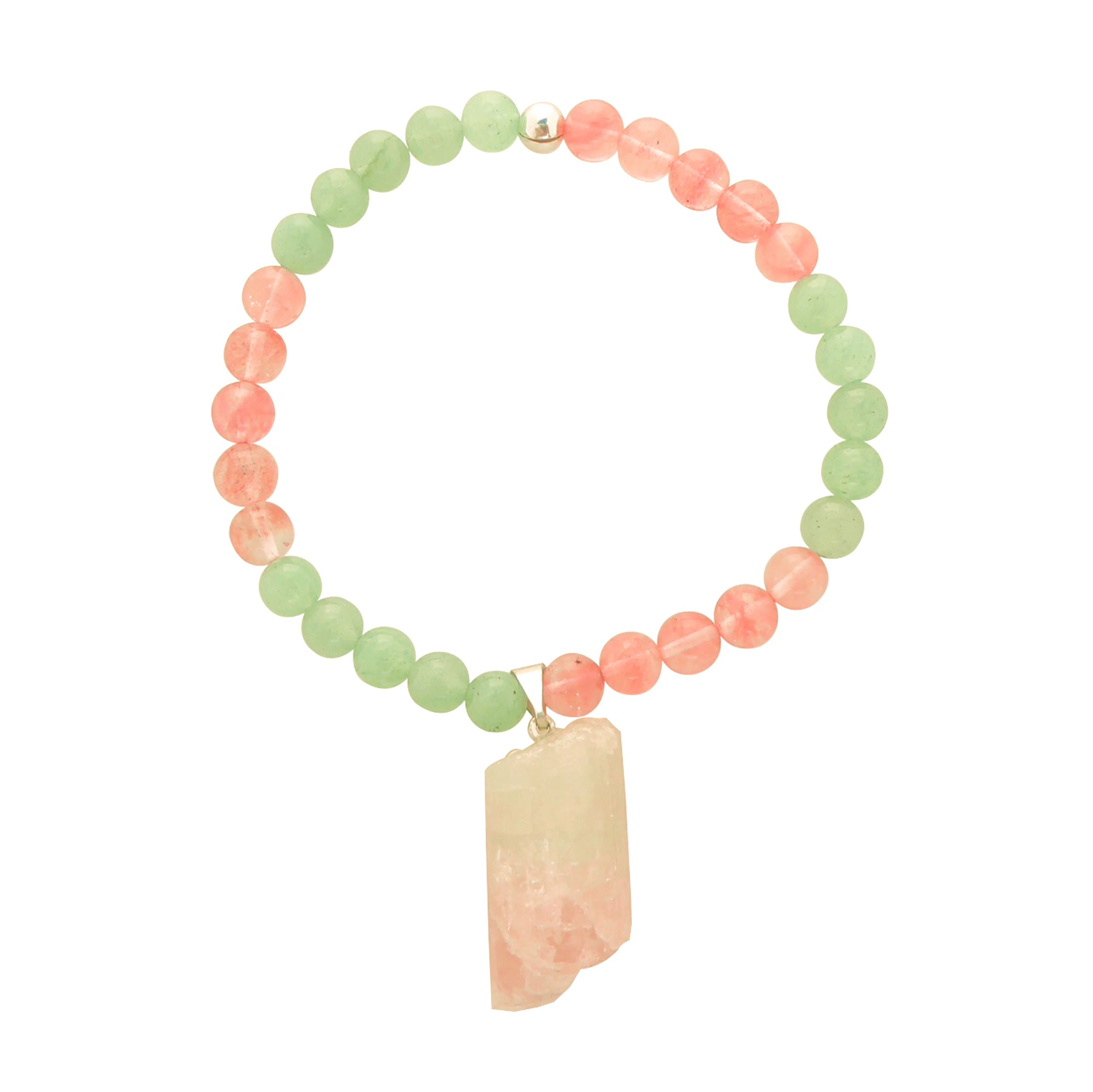 Watermelon tourmaline cherry quartz green aventurine bracelet by Jenny Dayco 1