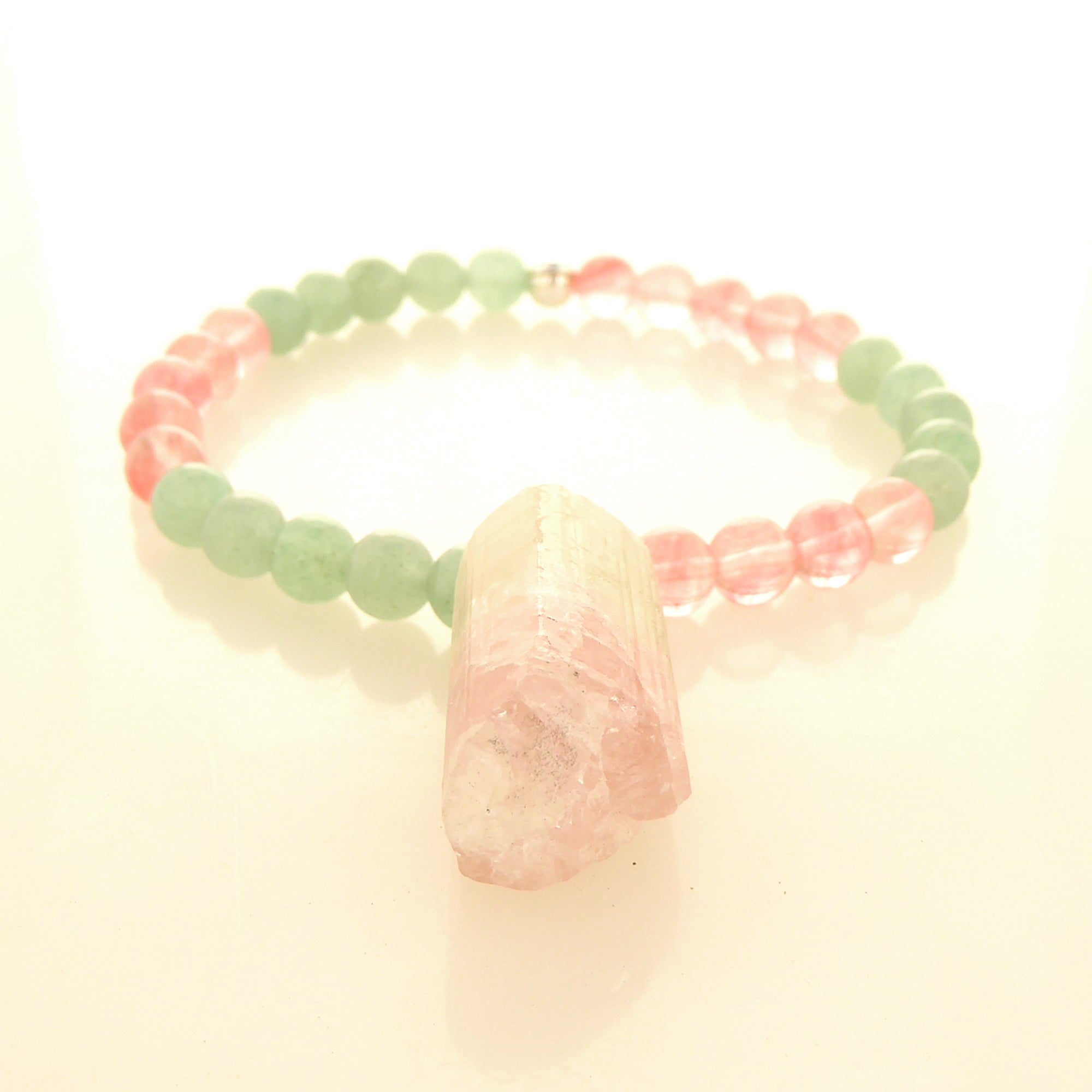 Watermelon tourmaline cherry quartz green aventurine bracelet by Jenny Dayco 3