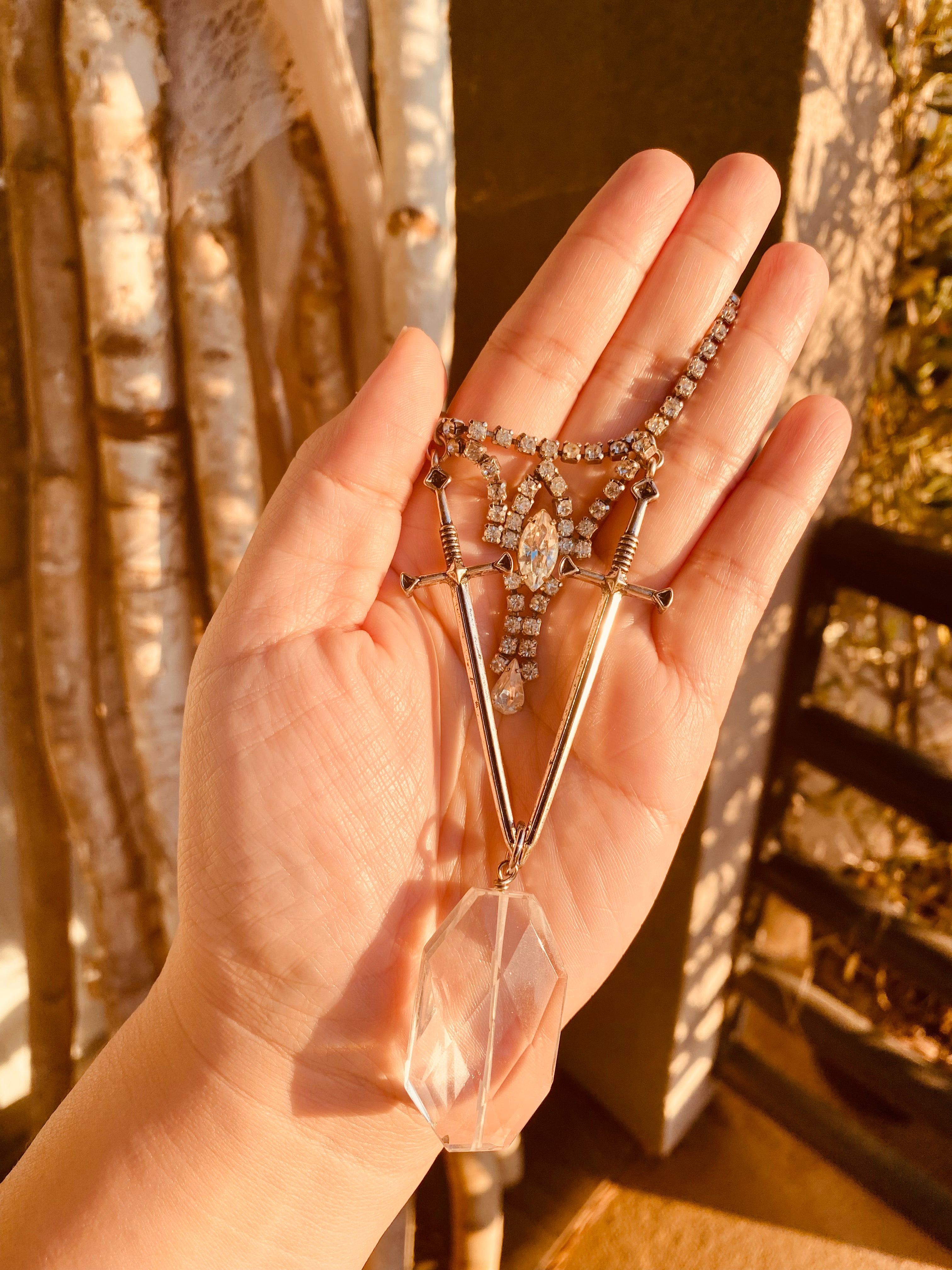 Dual sword quartz necklace by Jenny Dayco 7