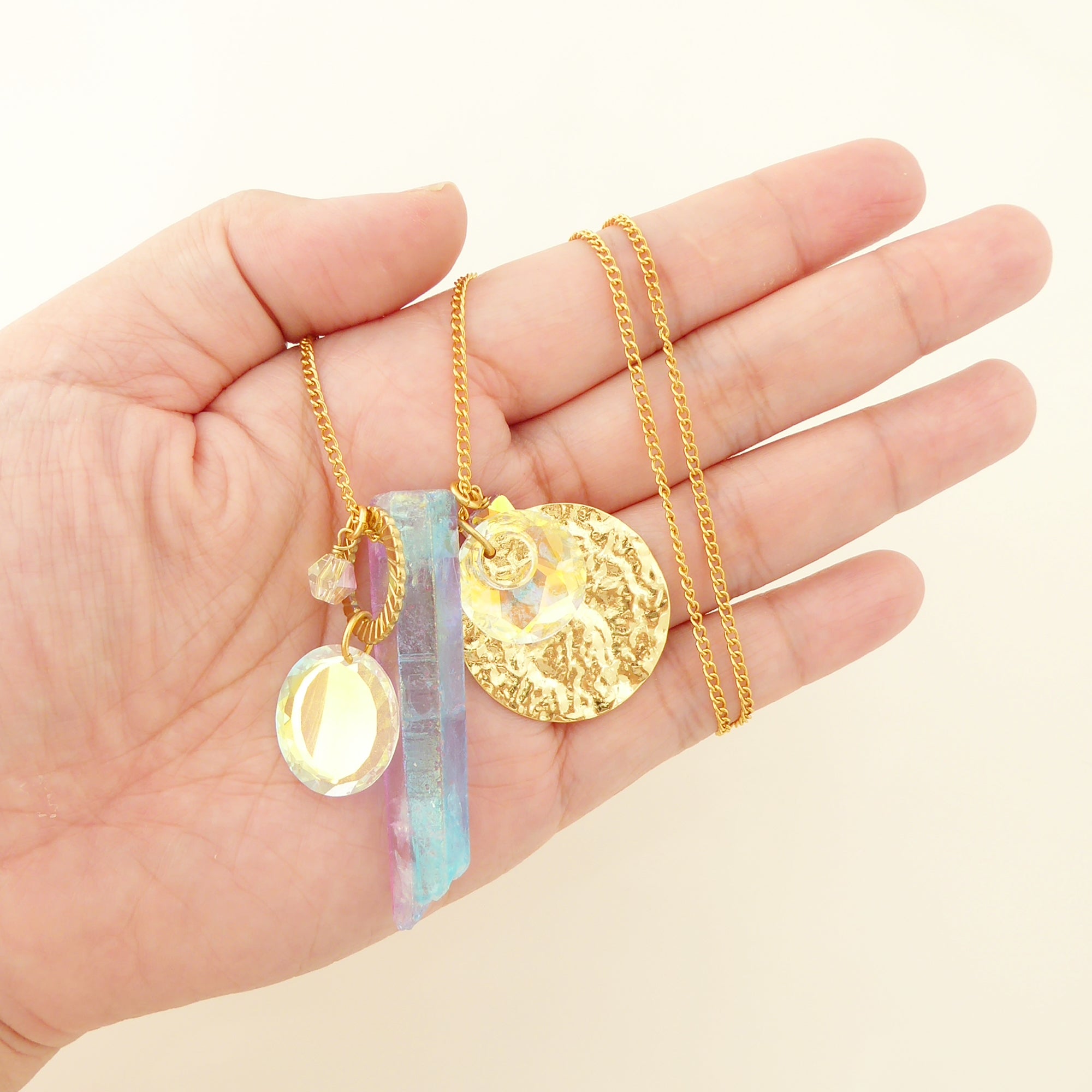 Angel aura quartz necklace by Jenny Dayco 6
