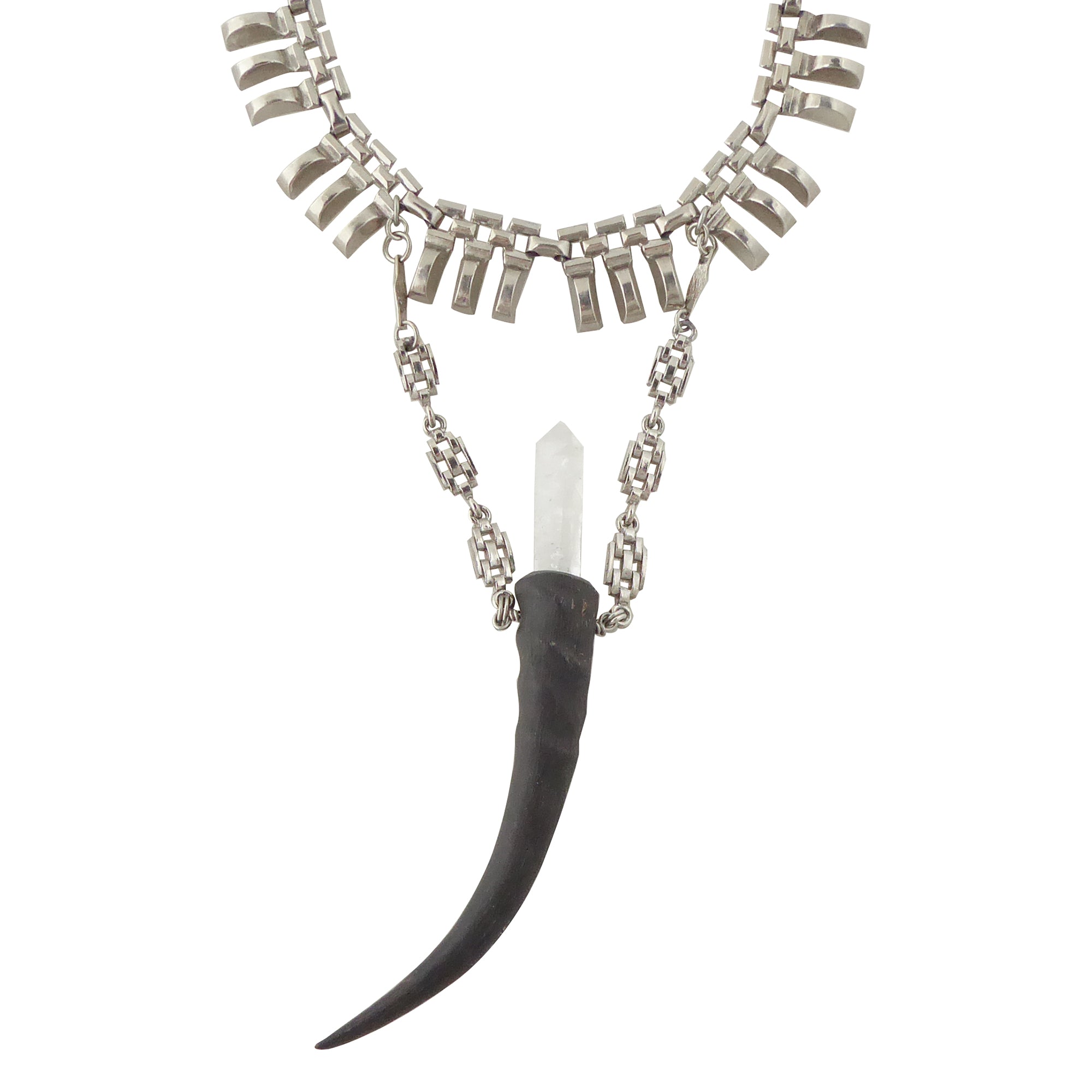 Antelope horn and quartz necklace by Jenny Dayco 1