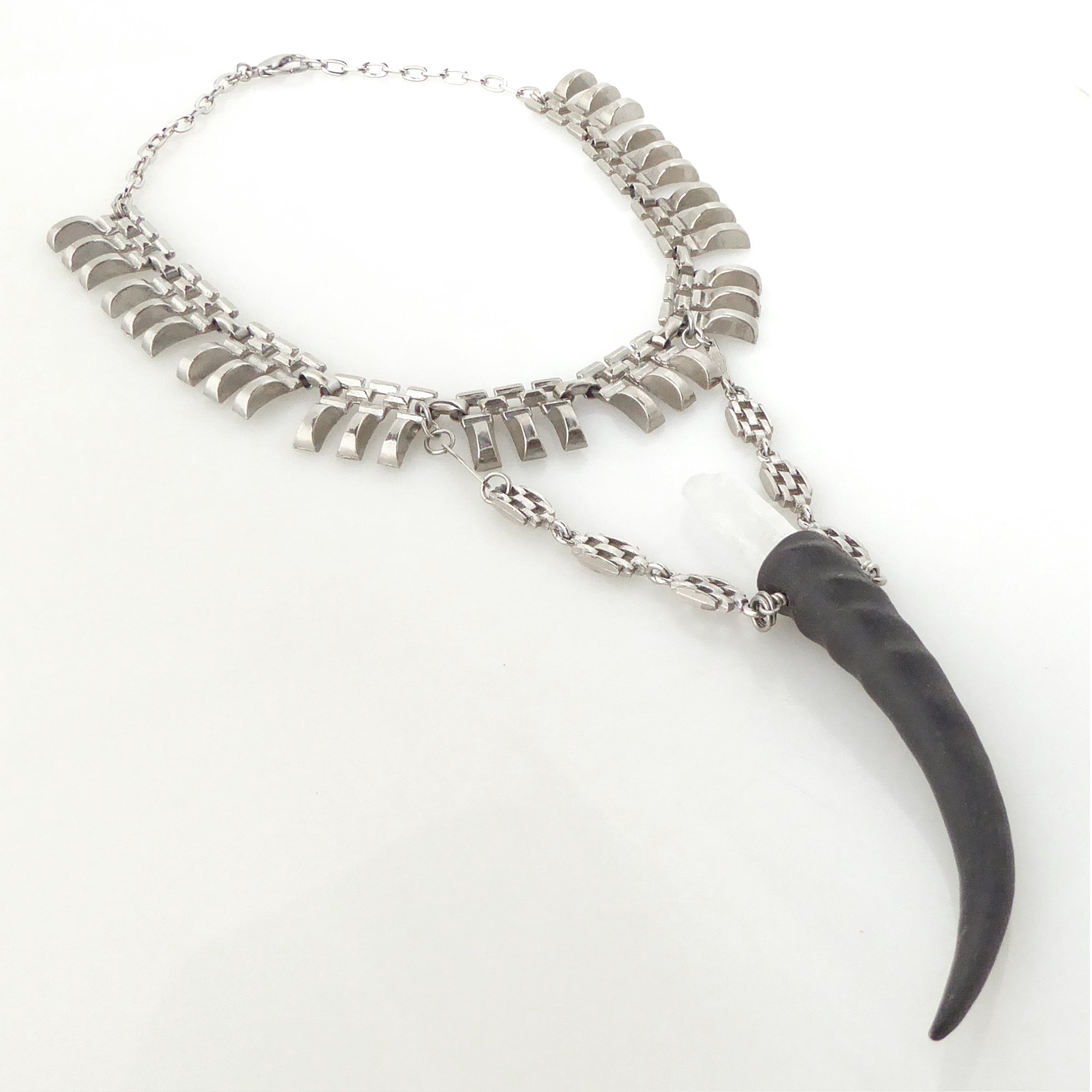 Antelope horn and quartz necklace by Jenny Dayco 2