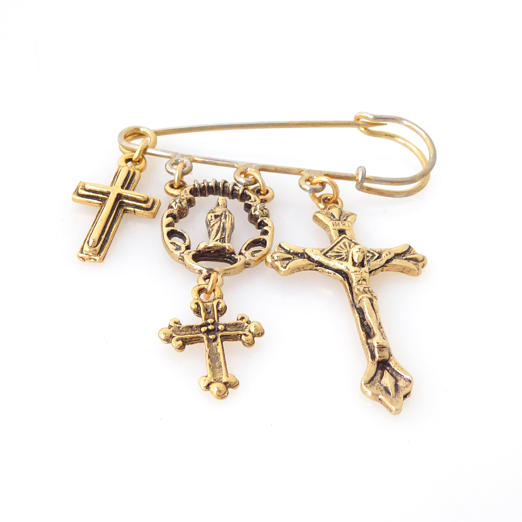Antique gold cross brooch by Jenny Dayco 3