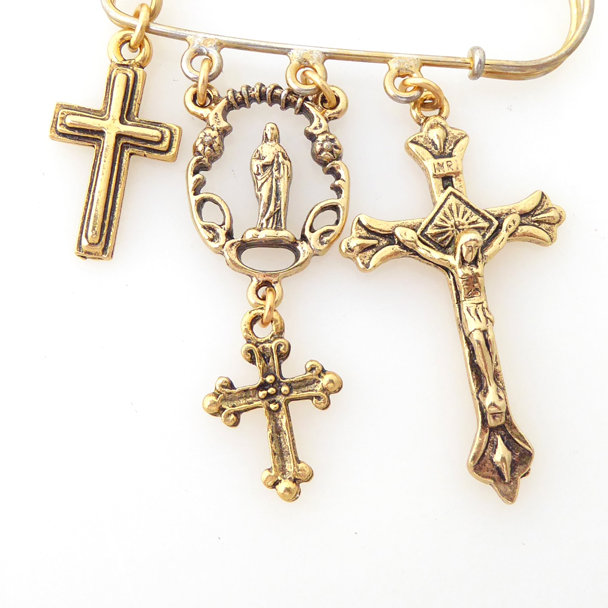 Antique gold cross brooch by Jenny Dayco 4