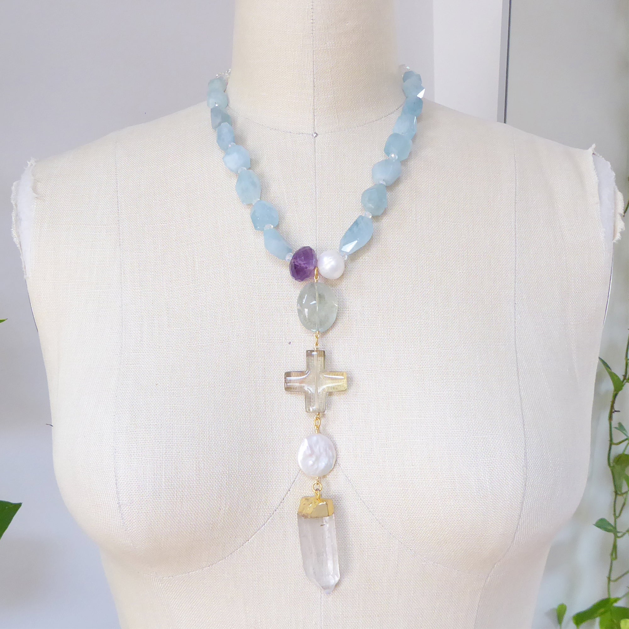 Aquamarine multistone necklace by Jenny Dayco 9